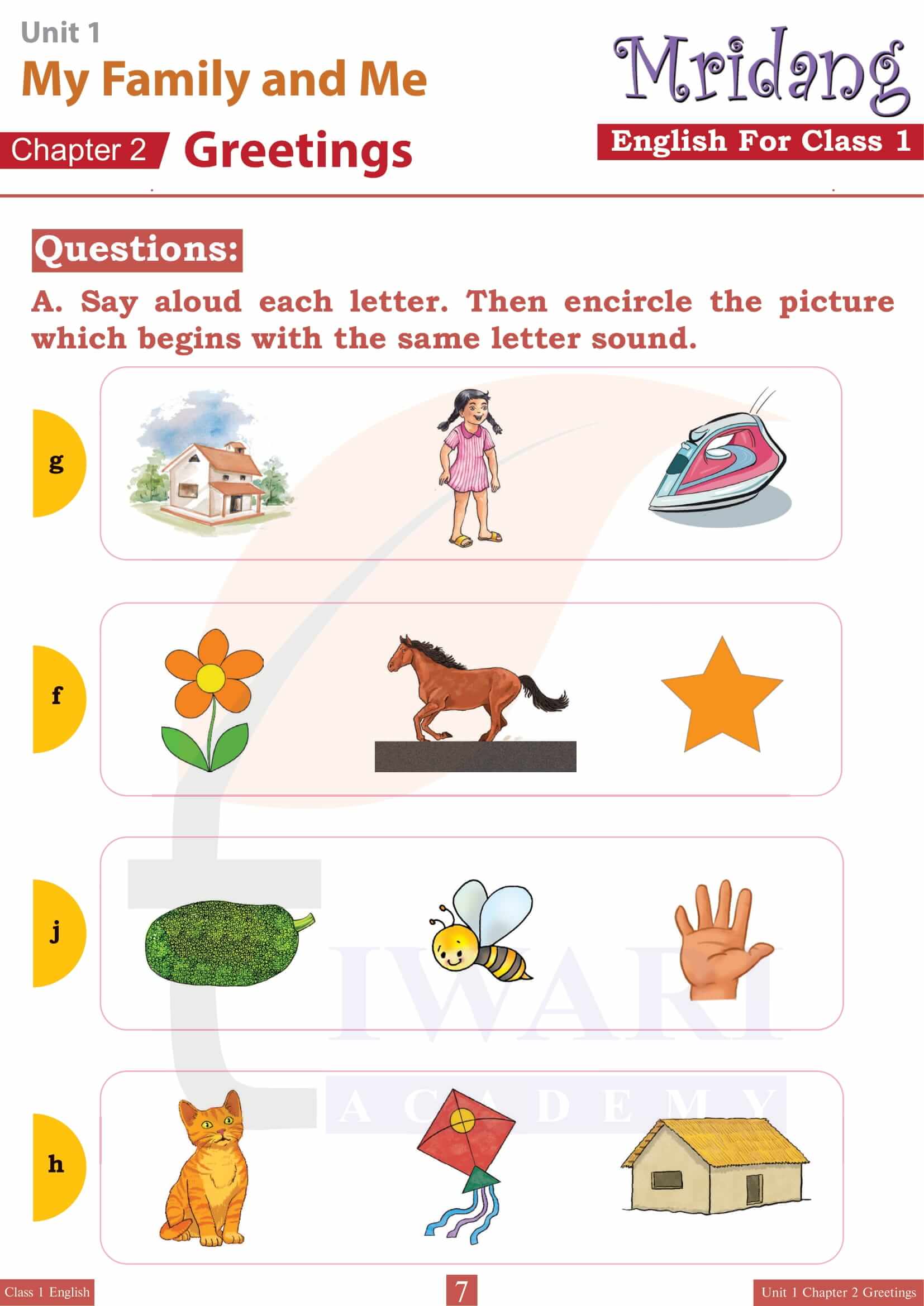 NCERT Solutions for Class 1 English Mridang Chapter 2 Answers