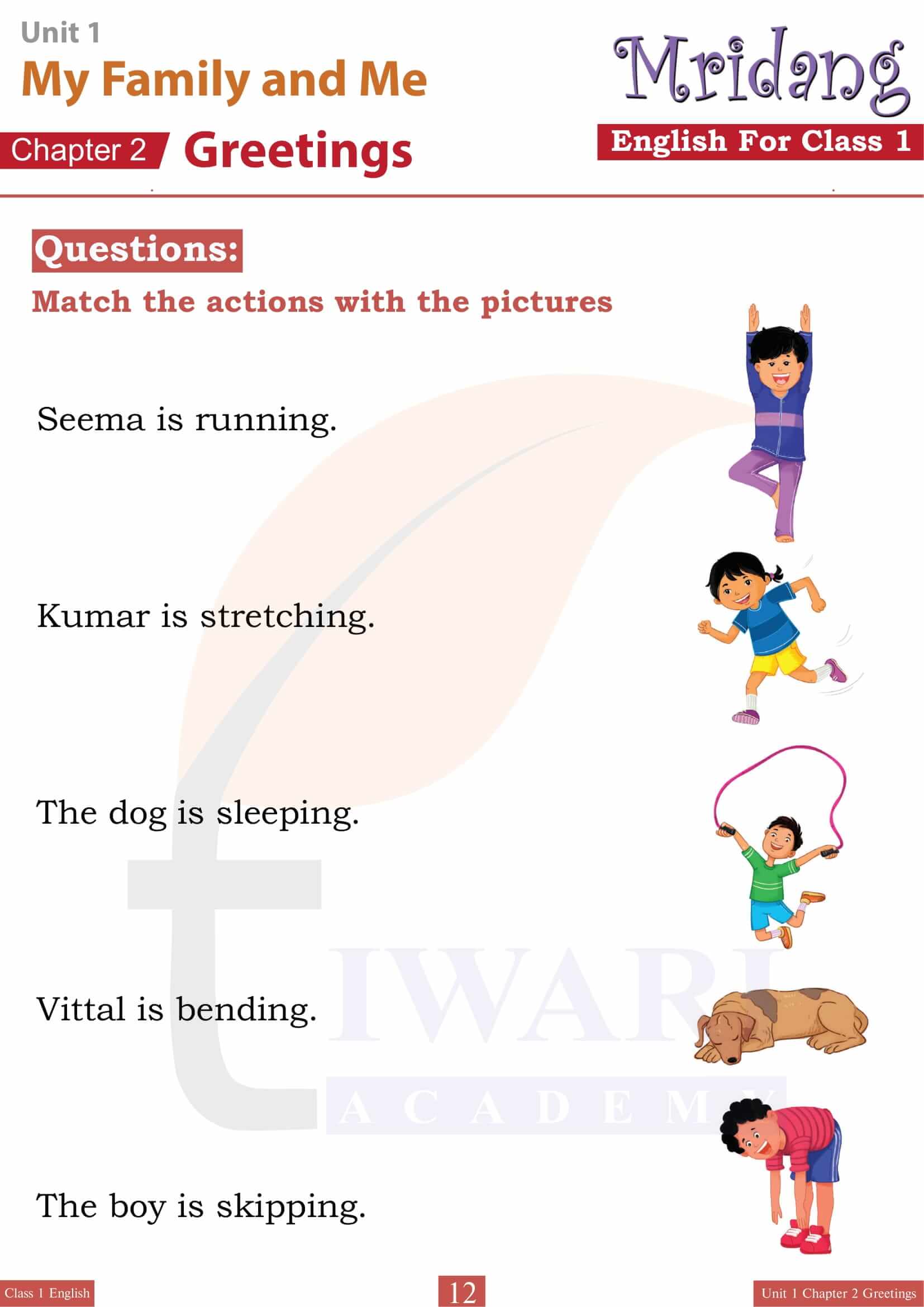 Class 1 English Mridang Chapter 2 Greetings Question Answers