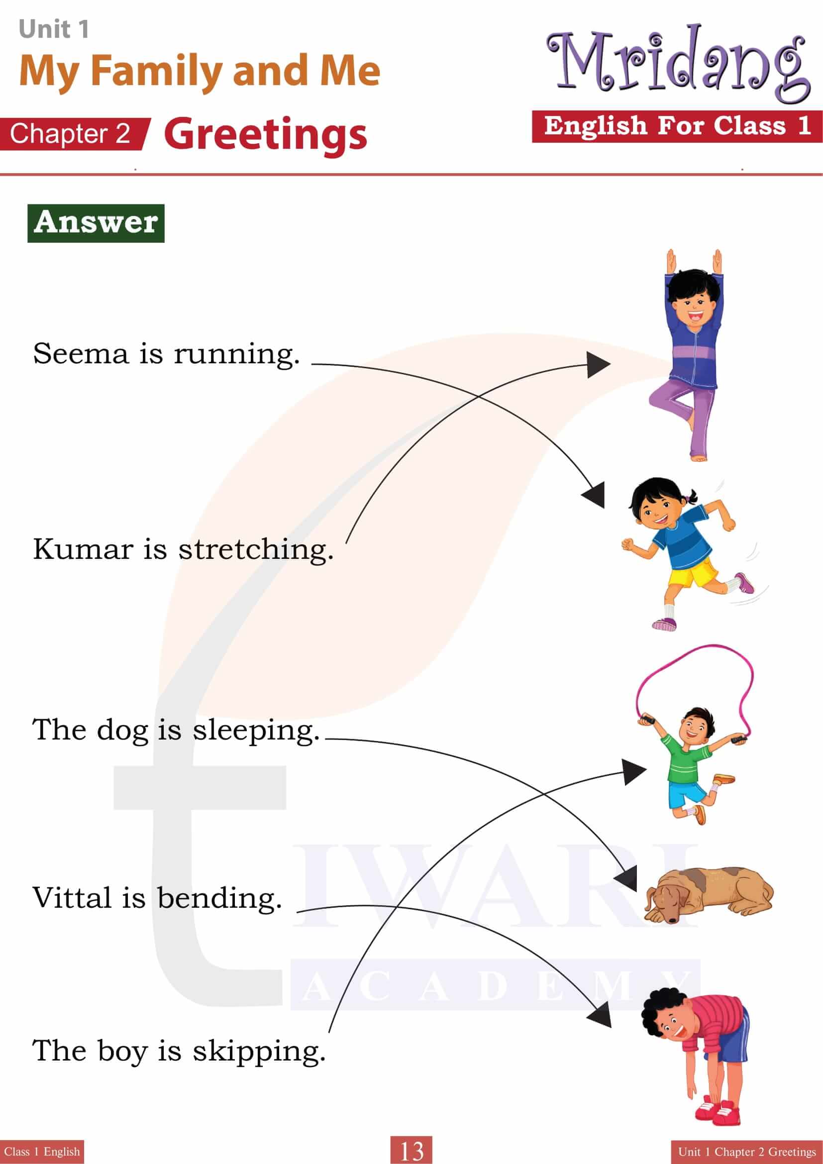 Class 1 English Mridang Chapter 2 Greetings Exercises solutions