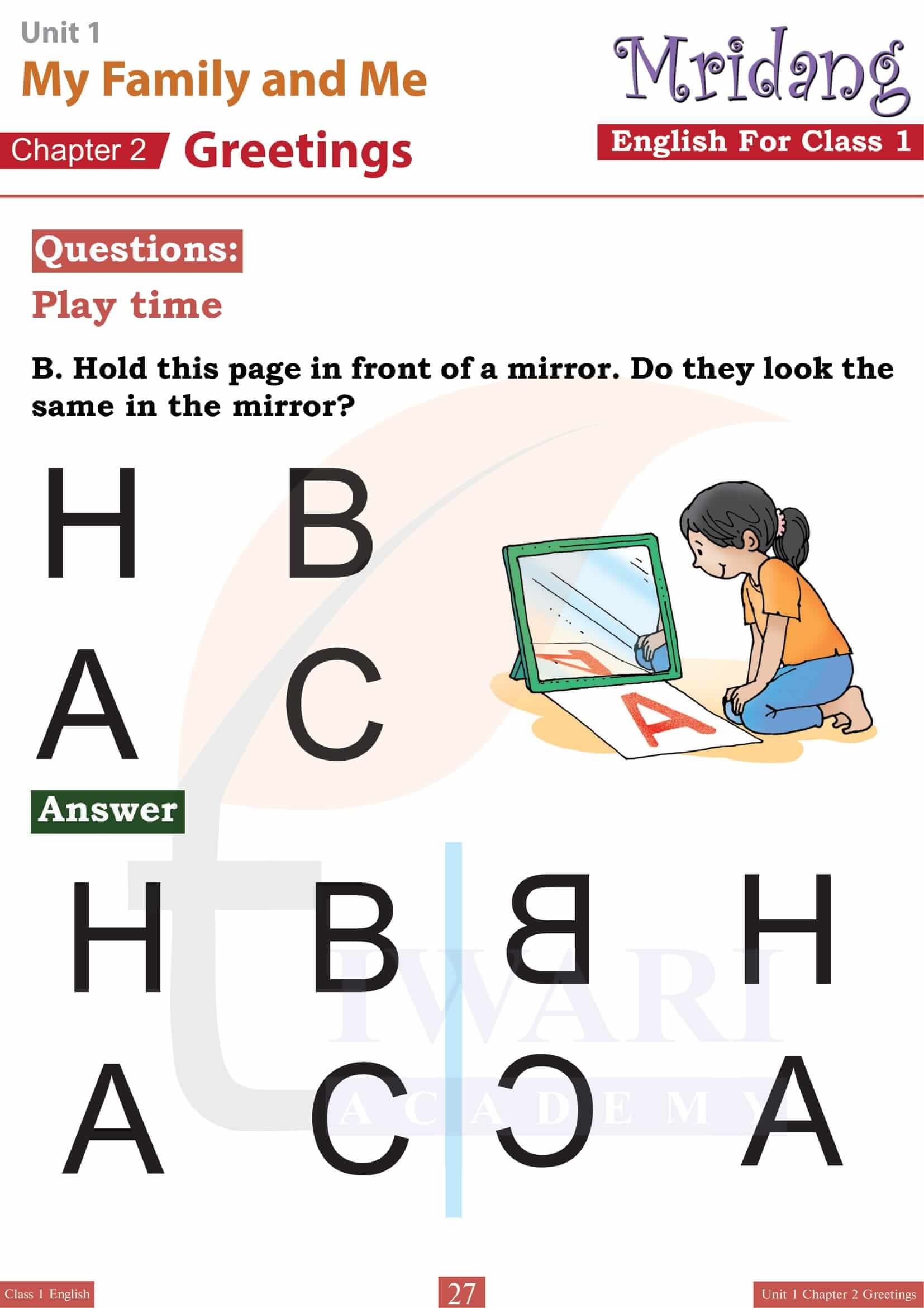 Class 1 English Mridang Book Chapter 2 Solutions