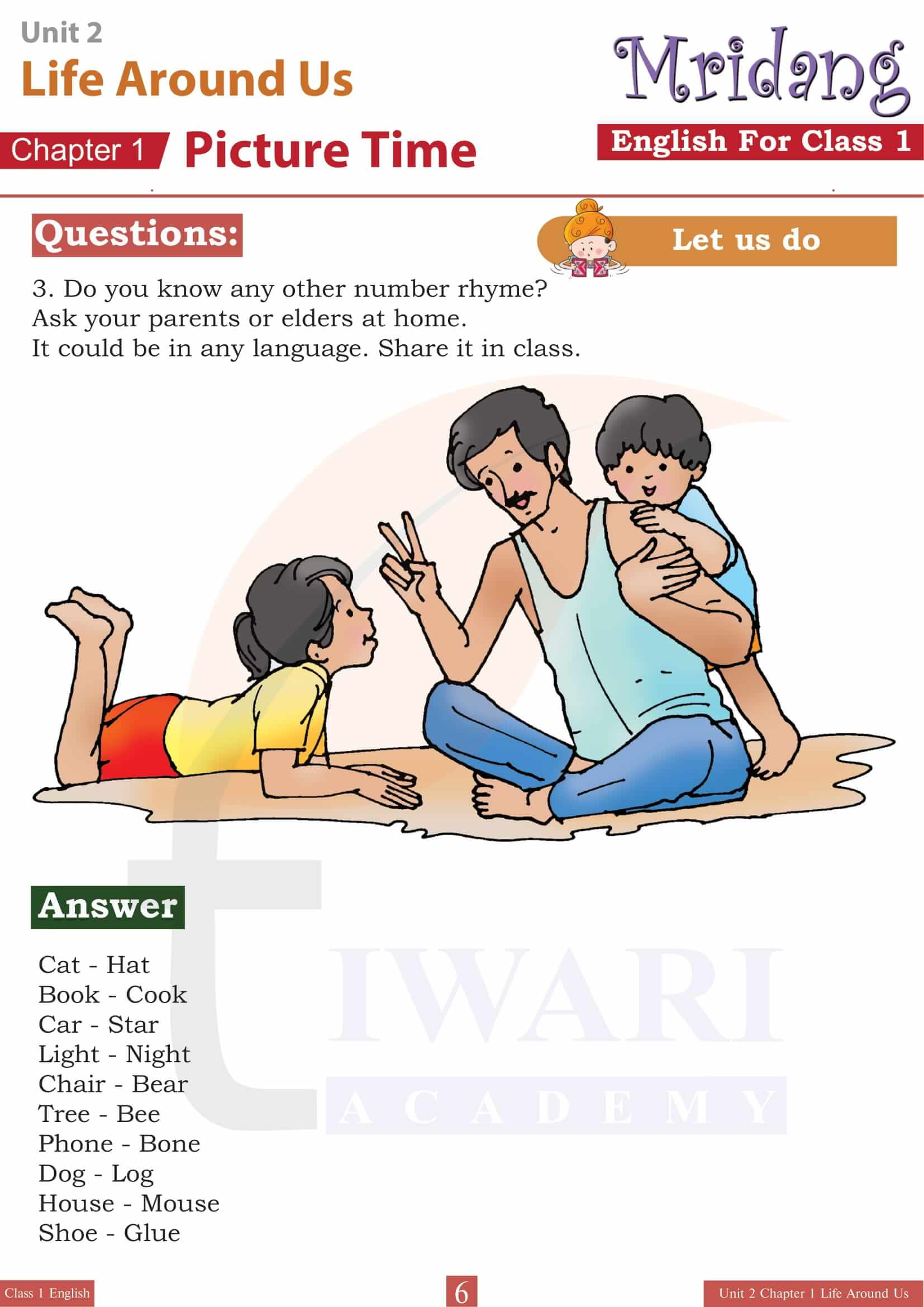 Class 1 English Mridang Unit 2 Chapter 1 Picture Time Solutions