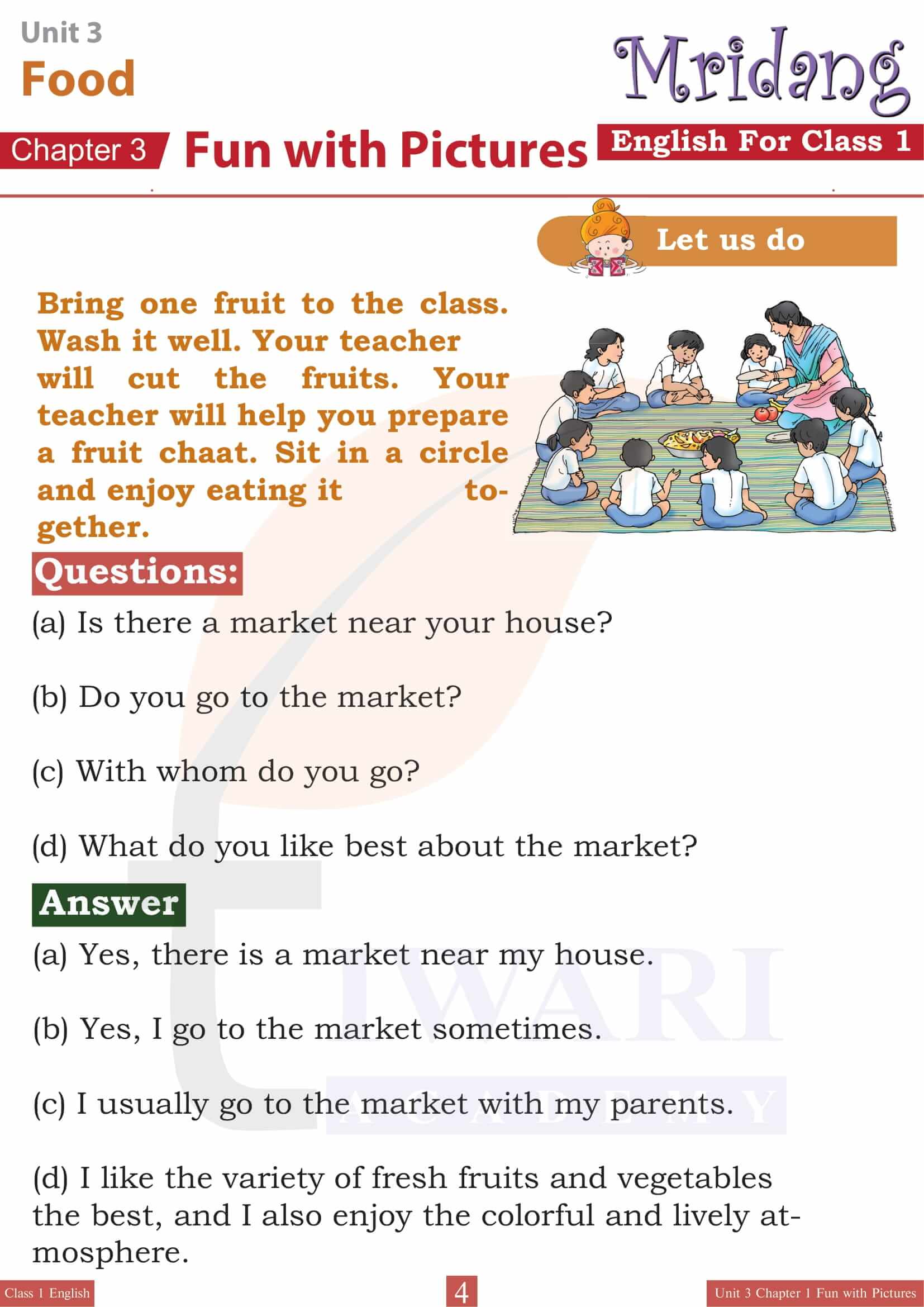 Class 1 English Mridang Unit 3 Food Chapter 1