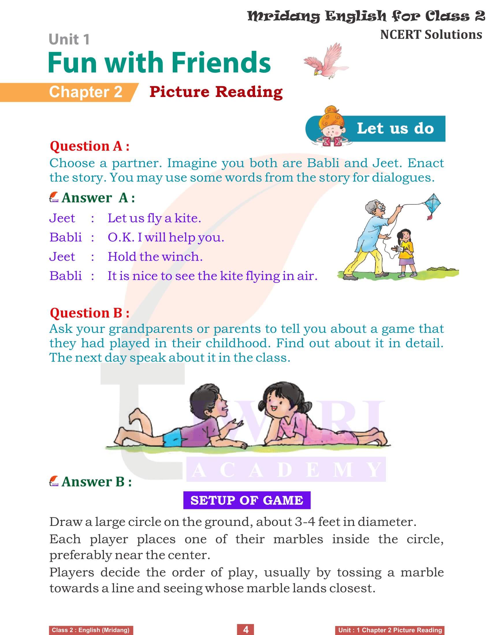 NCERT Solutions for Class 2 English Mridang Chapter 2 Picture Reading