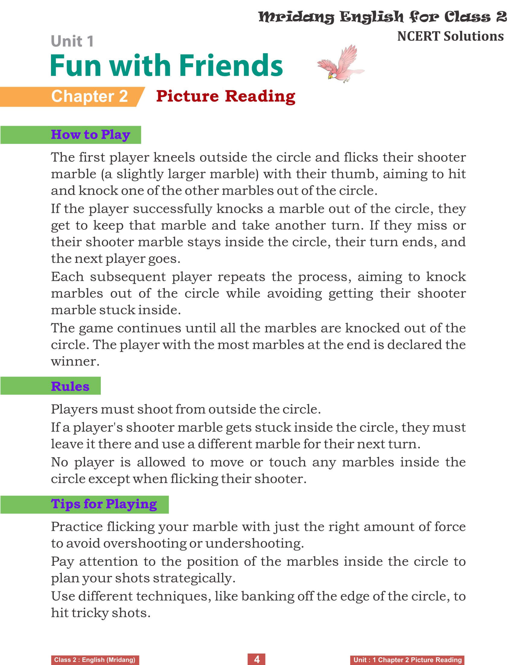 NCERT Solutions for Class 2 English Mridang Unit 1 Fun with Friends Chapter 2