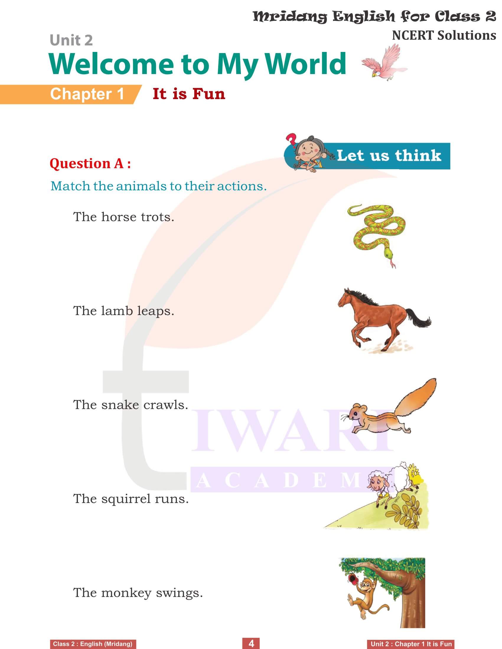 NCERT Class 2 English Mridang Unit 2 Welcome to My World Chapter 2 Seeing without Seeing