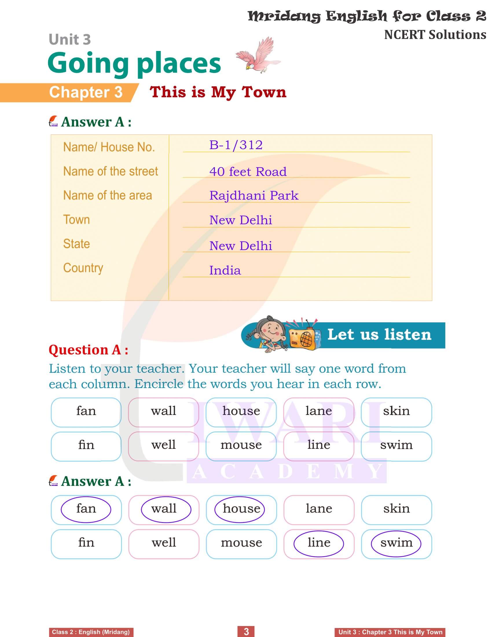 NCERT Solutions for Class 2 English Mridang Unit 3 Going Places Chapter 3 Question Answers