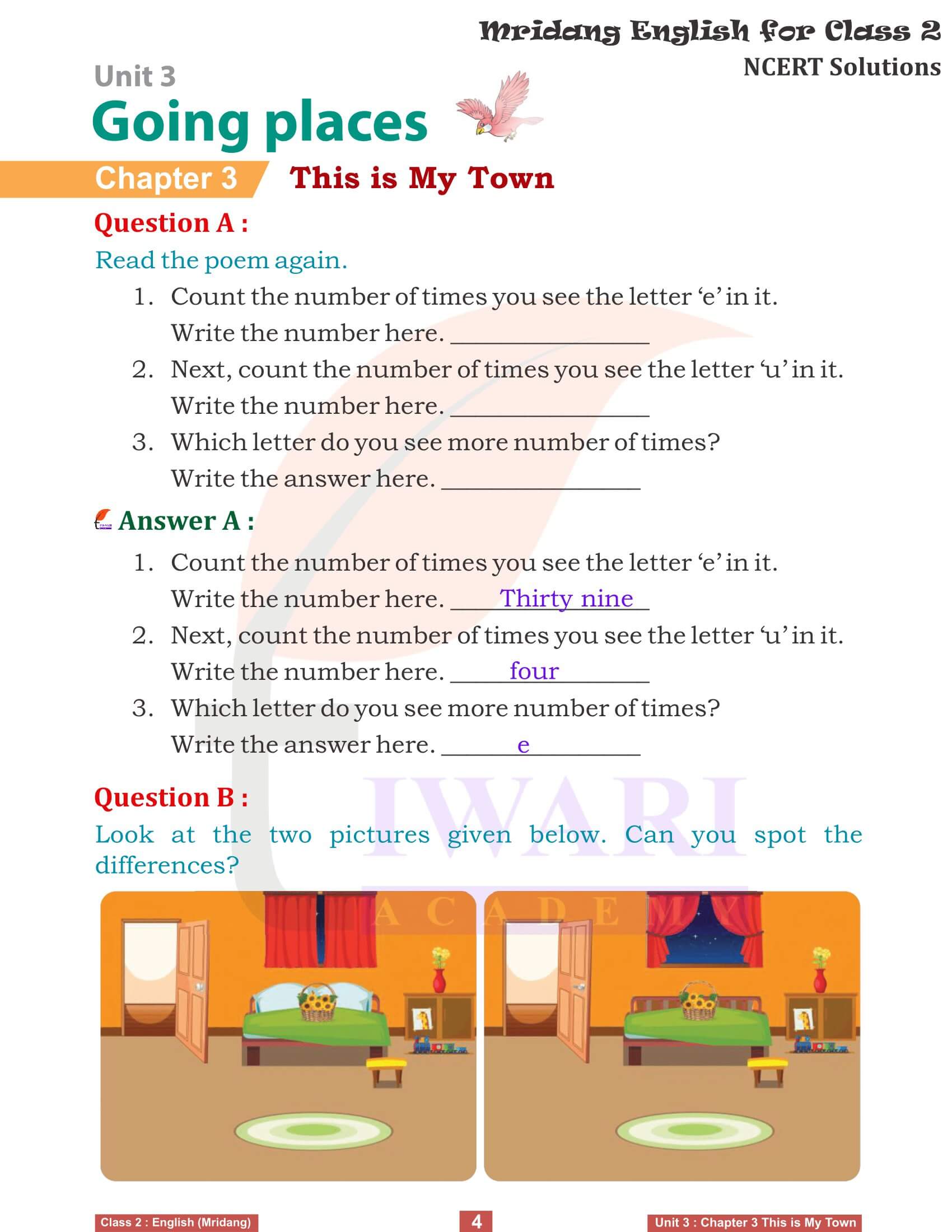 NCERT Solutions for Class 2 English Mridang Unit 3 Going Places Chapter 3 Exercises