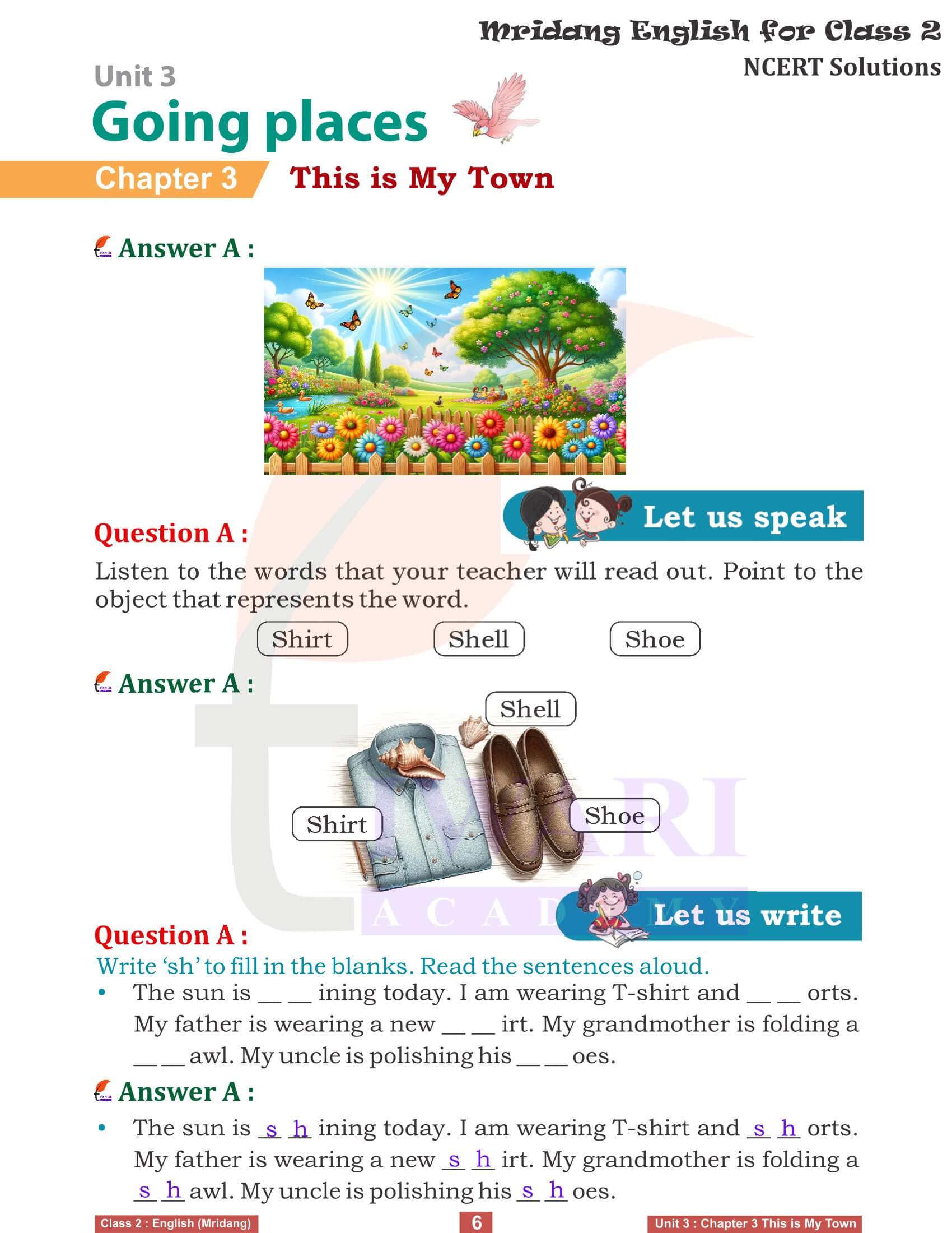 Class 2 English Mridang Unit 3 Going Places Chapter 3 Solutions