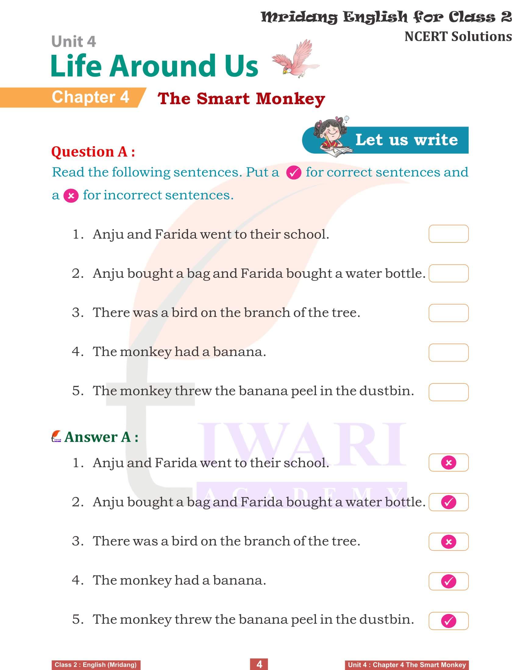 NCERT Solutions for Class 2 English Mridang Unit 4 Life Around Us Chapter 4