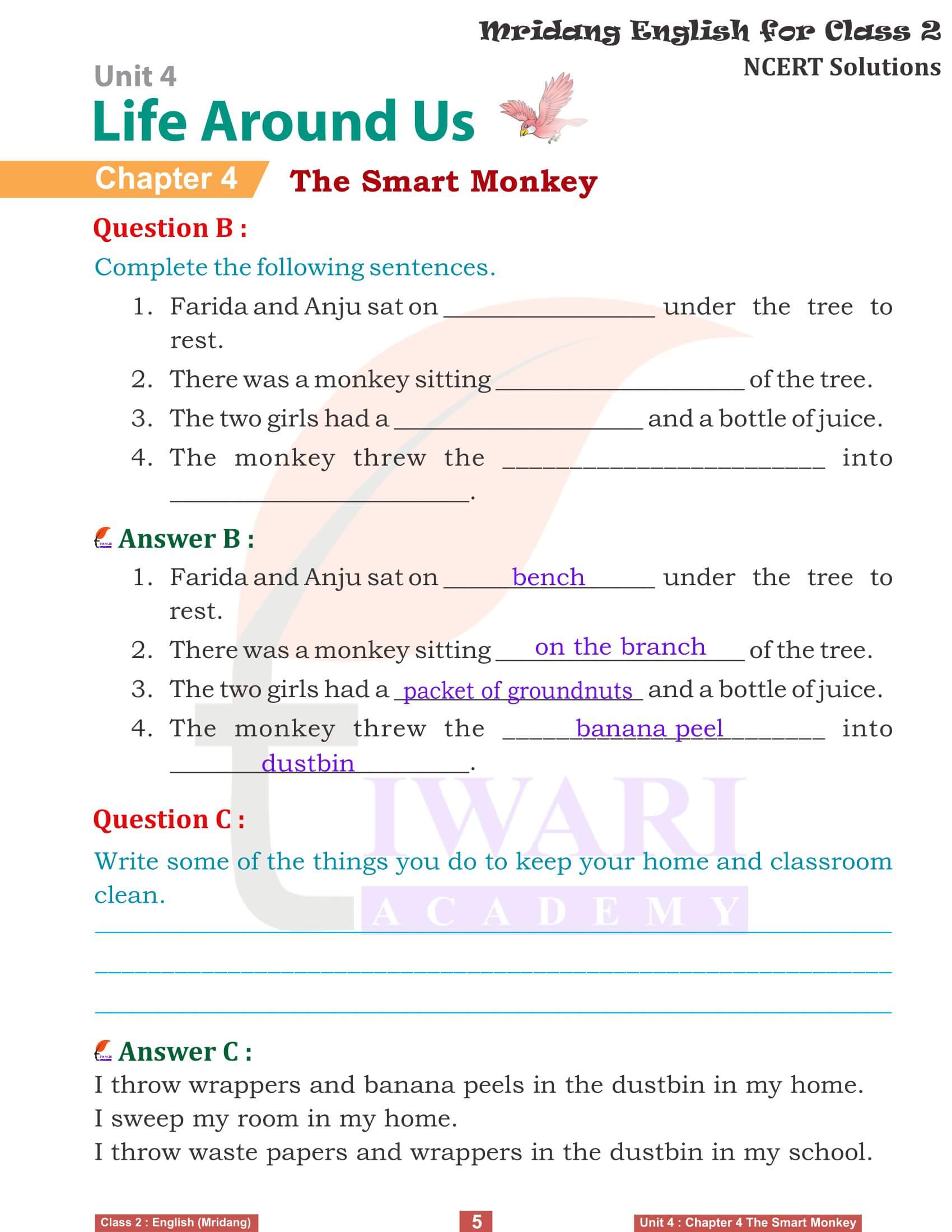 NCERT Solutions for Class 2 English Mridang Unit 4 Life Around Us Chapter 4 Answers