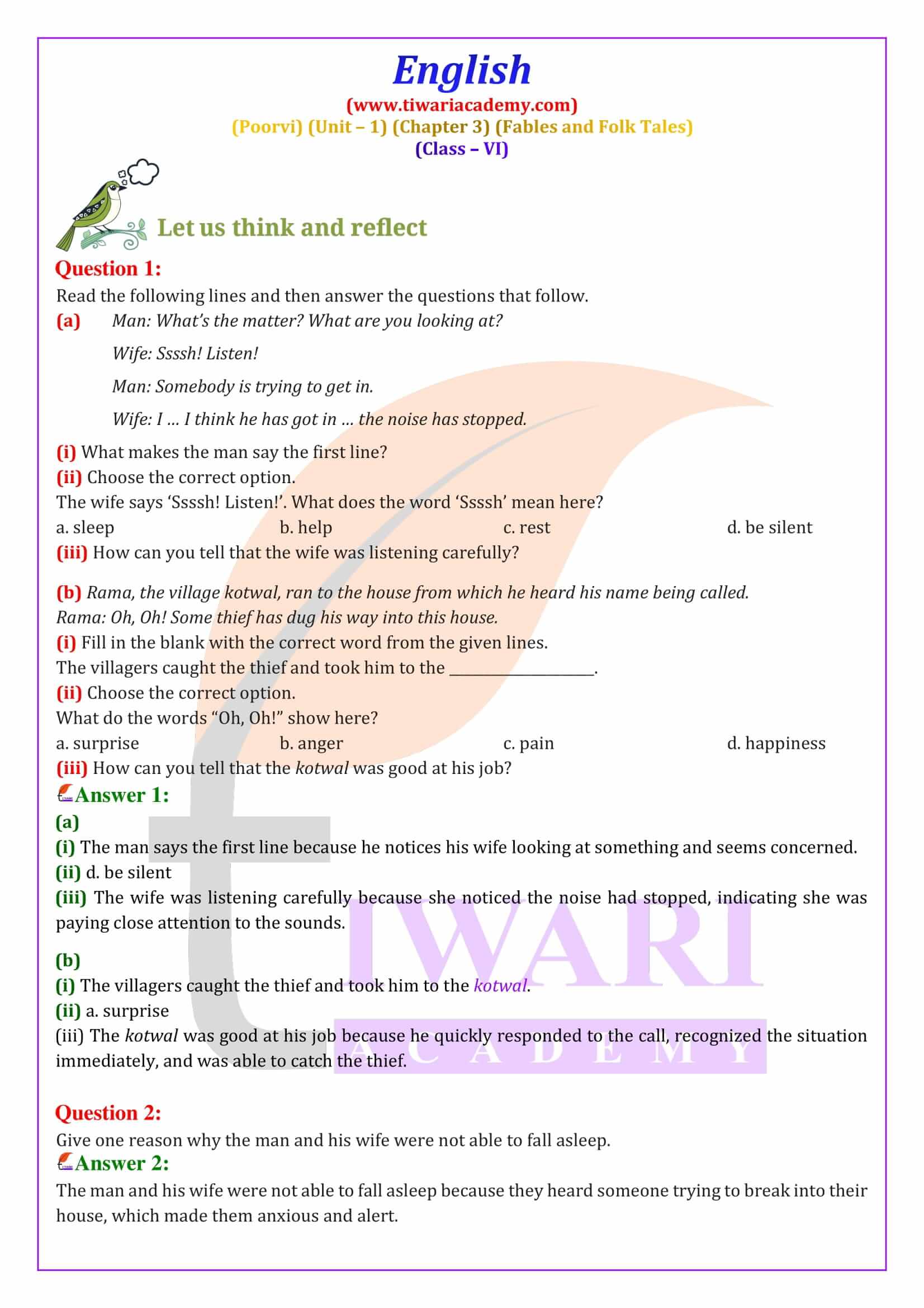 Class 6 English Poorvi Unit 1 Fables and Folk Tales Chapter 3 Rama to the Rescue NCERT Solutions