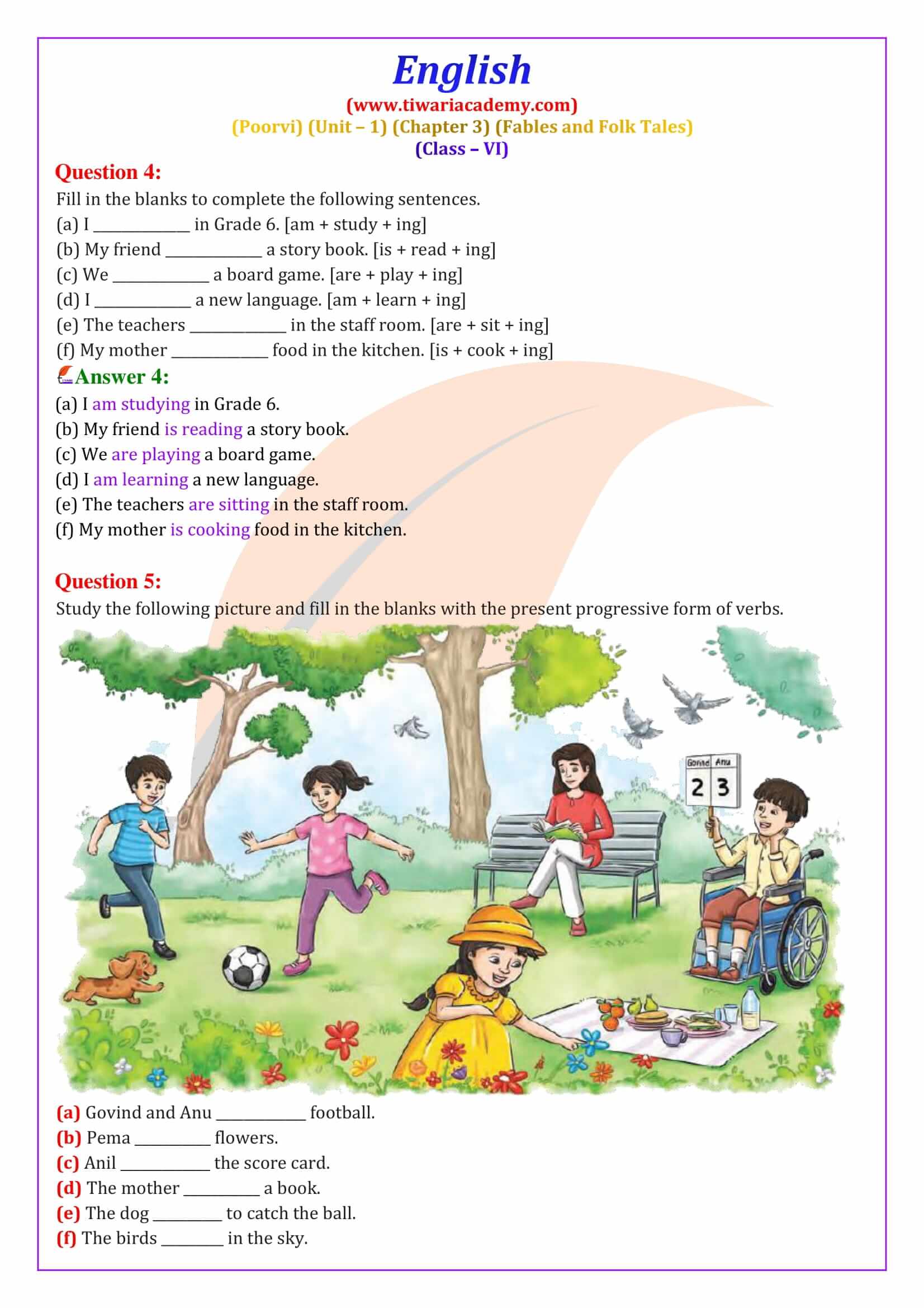 Class 6 English Poorvi Unit 1 Fables and Folk Tales Chapter 3 Question Answers