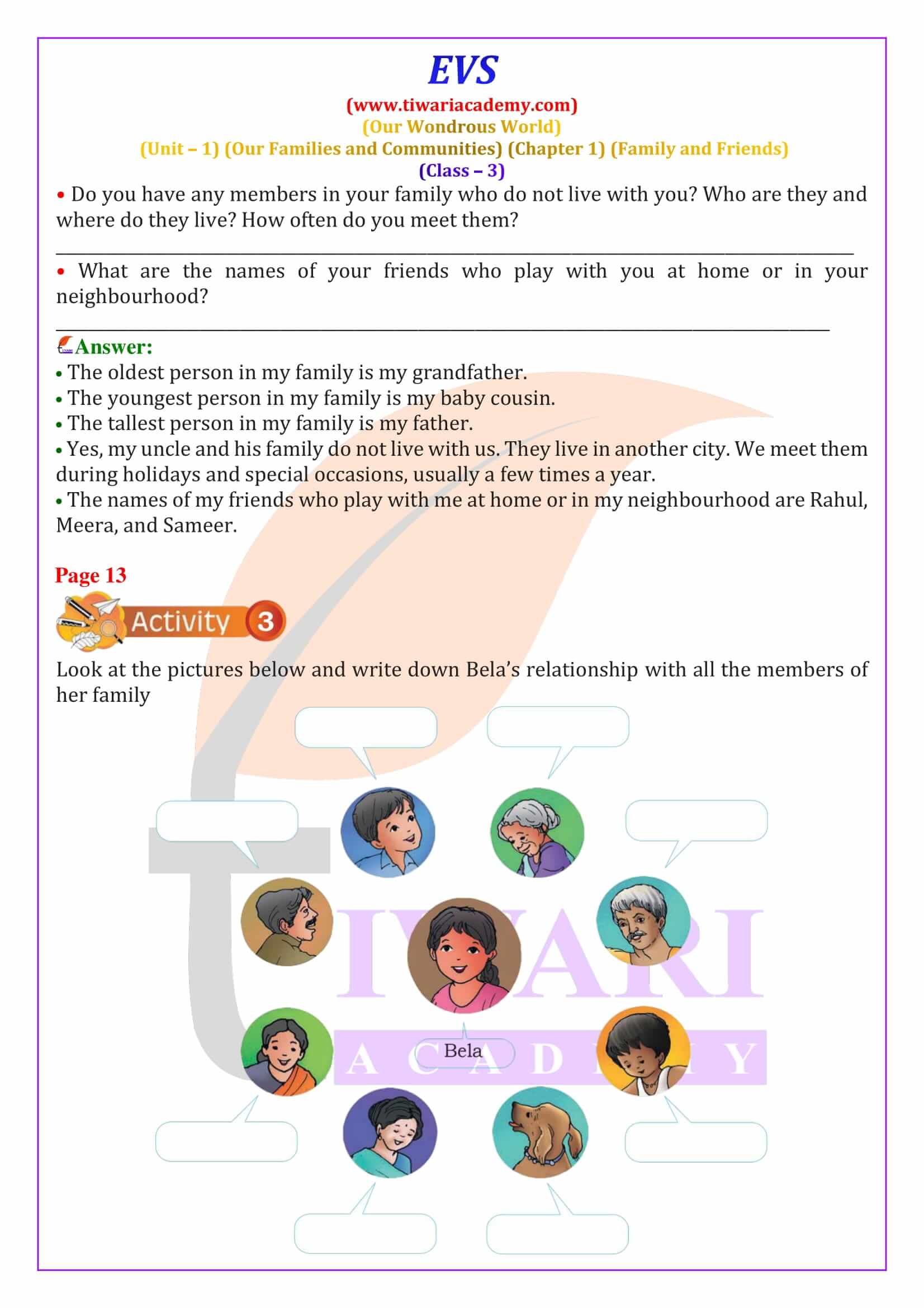 Class 3 EVS Chapter 1 Question Answers