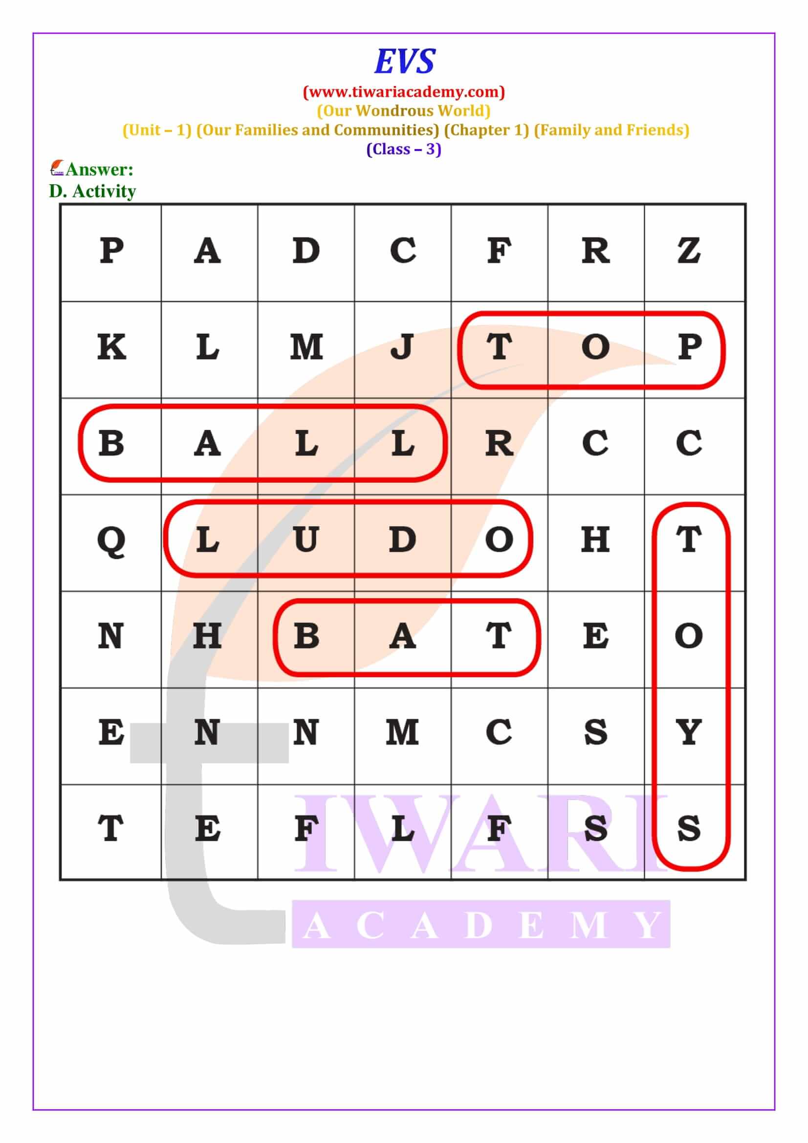 Class 3 EVS Chapter 1 Question Answers