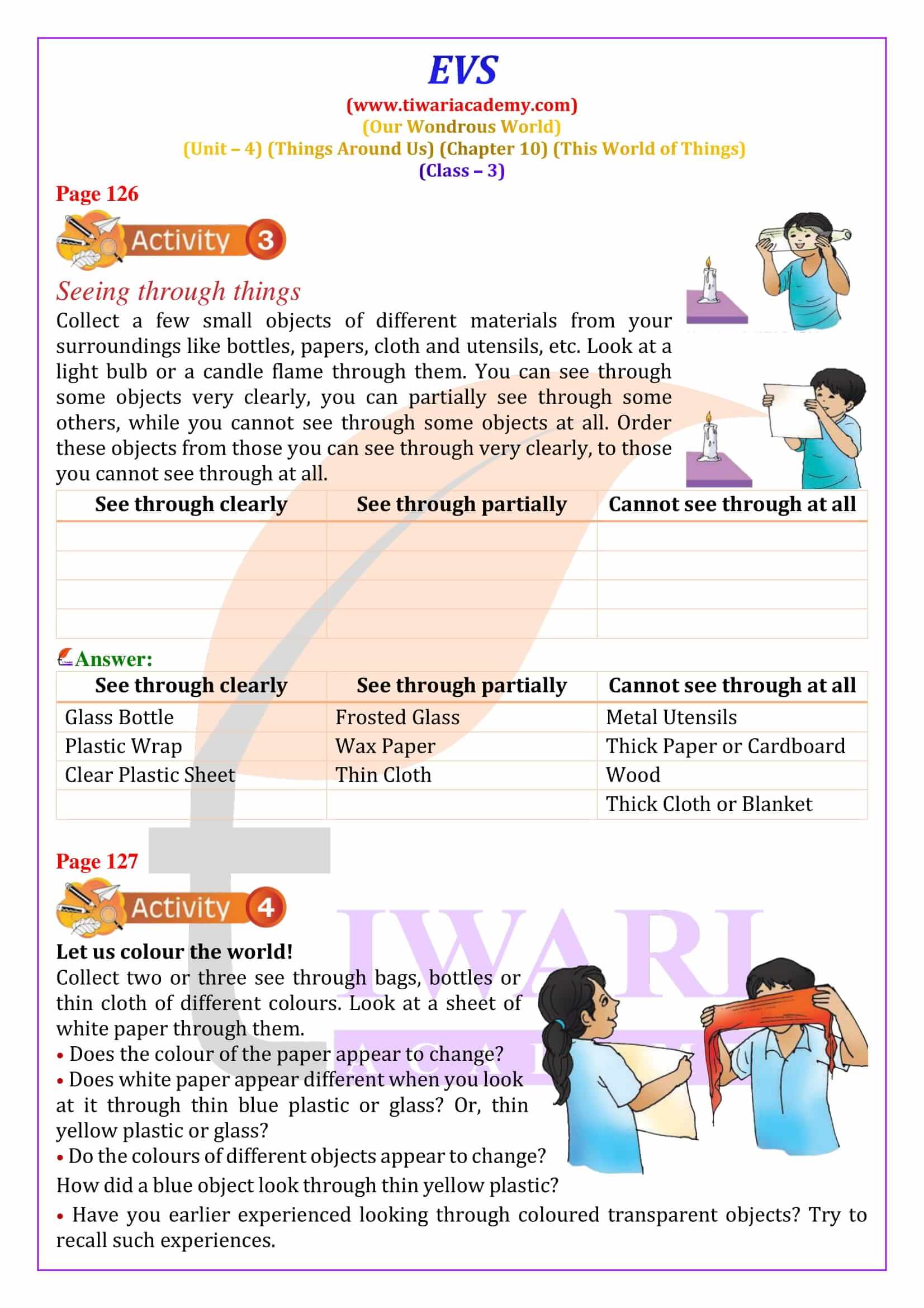 NCERT Solutions for Class 3 EVS Chapter 10 Question Answers