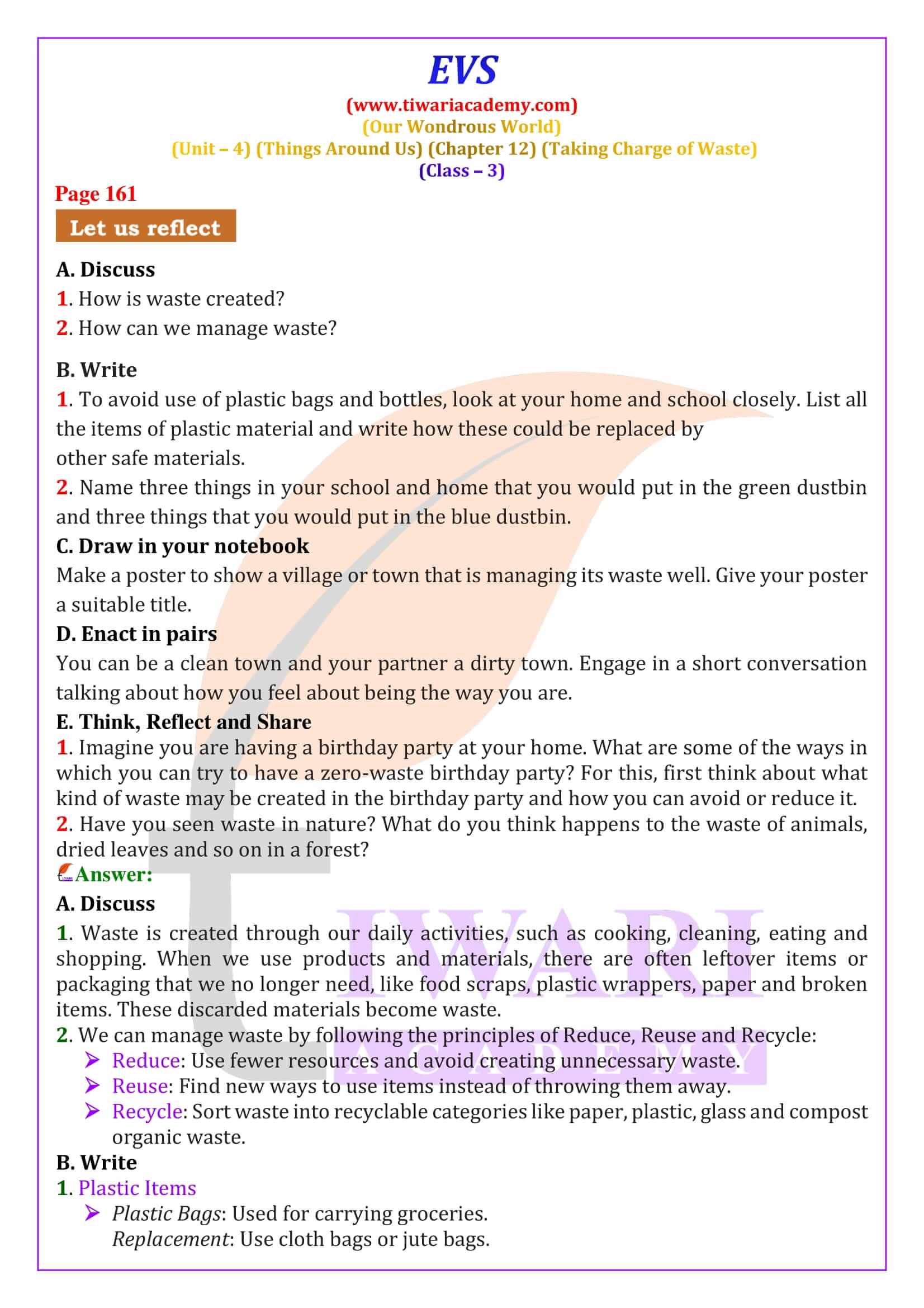 Class 3 EVS Chapter 12 Free solutions