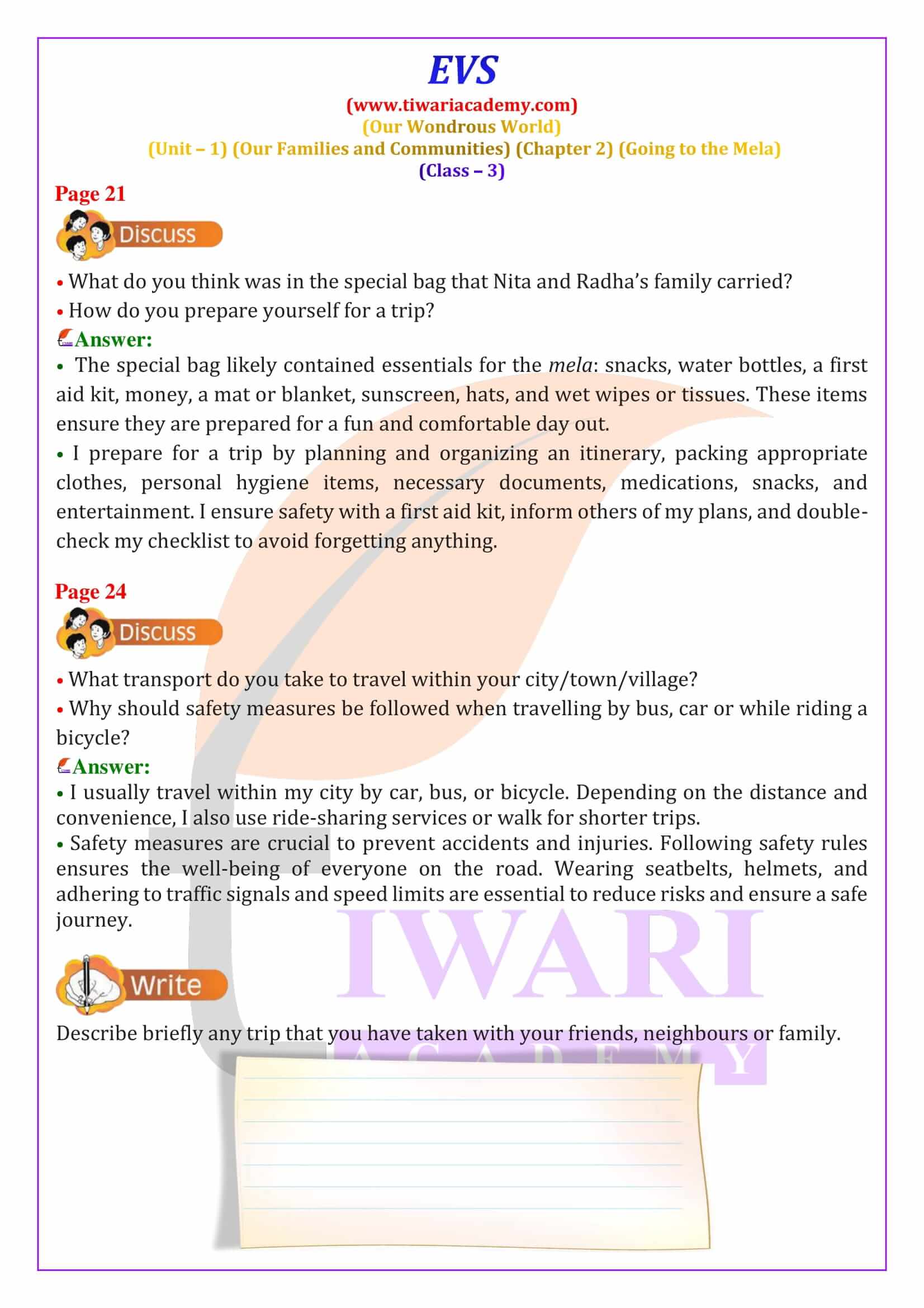 NCERT Solutions for Class 3 EVS Chapter 2