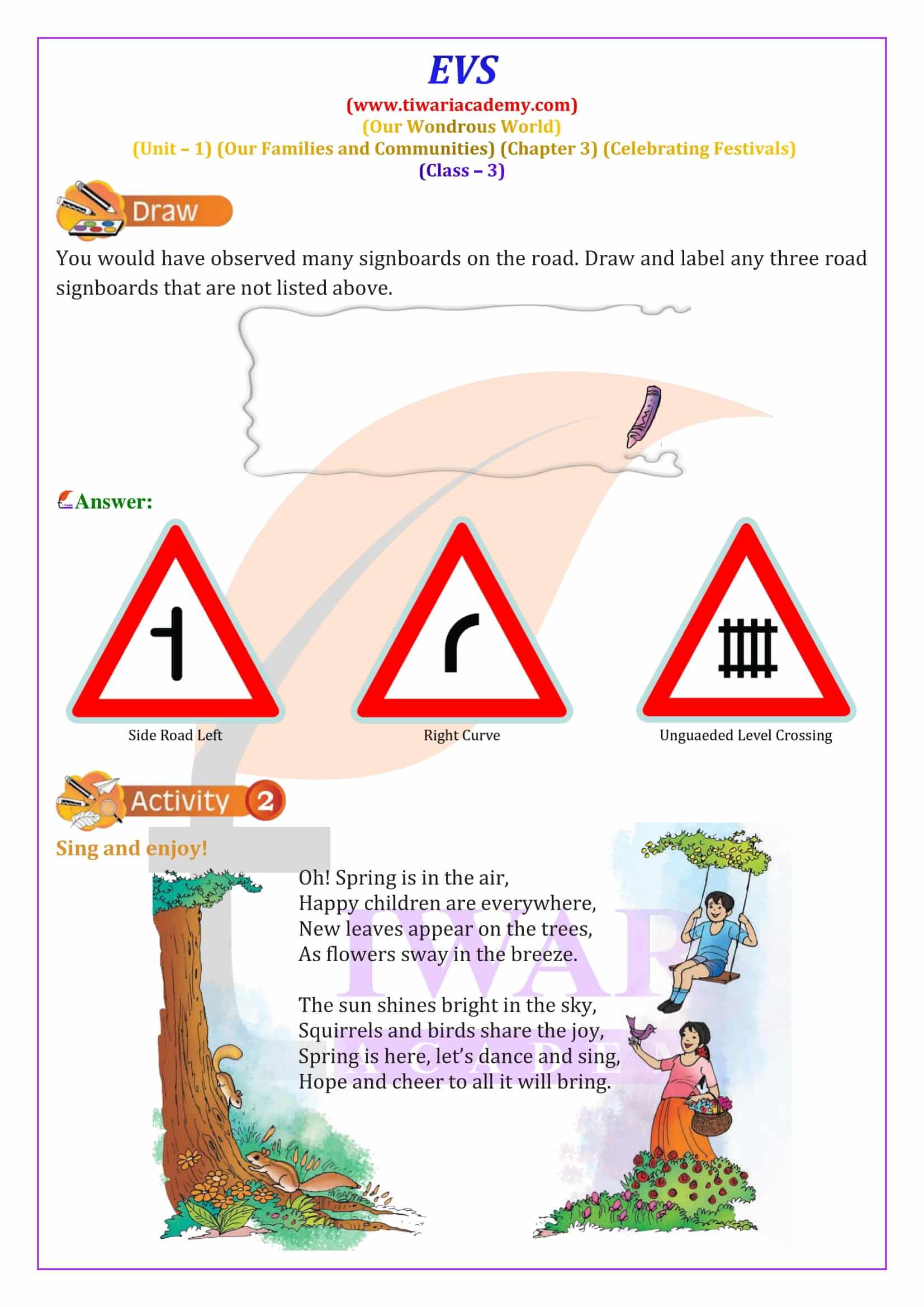 NCERT Solutions for Class 3 EVS Chapter 3 Question Answers