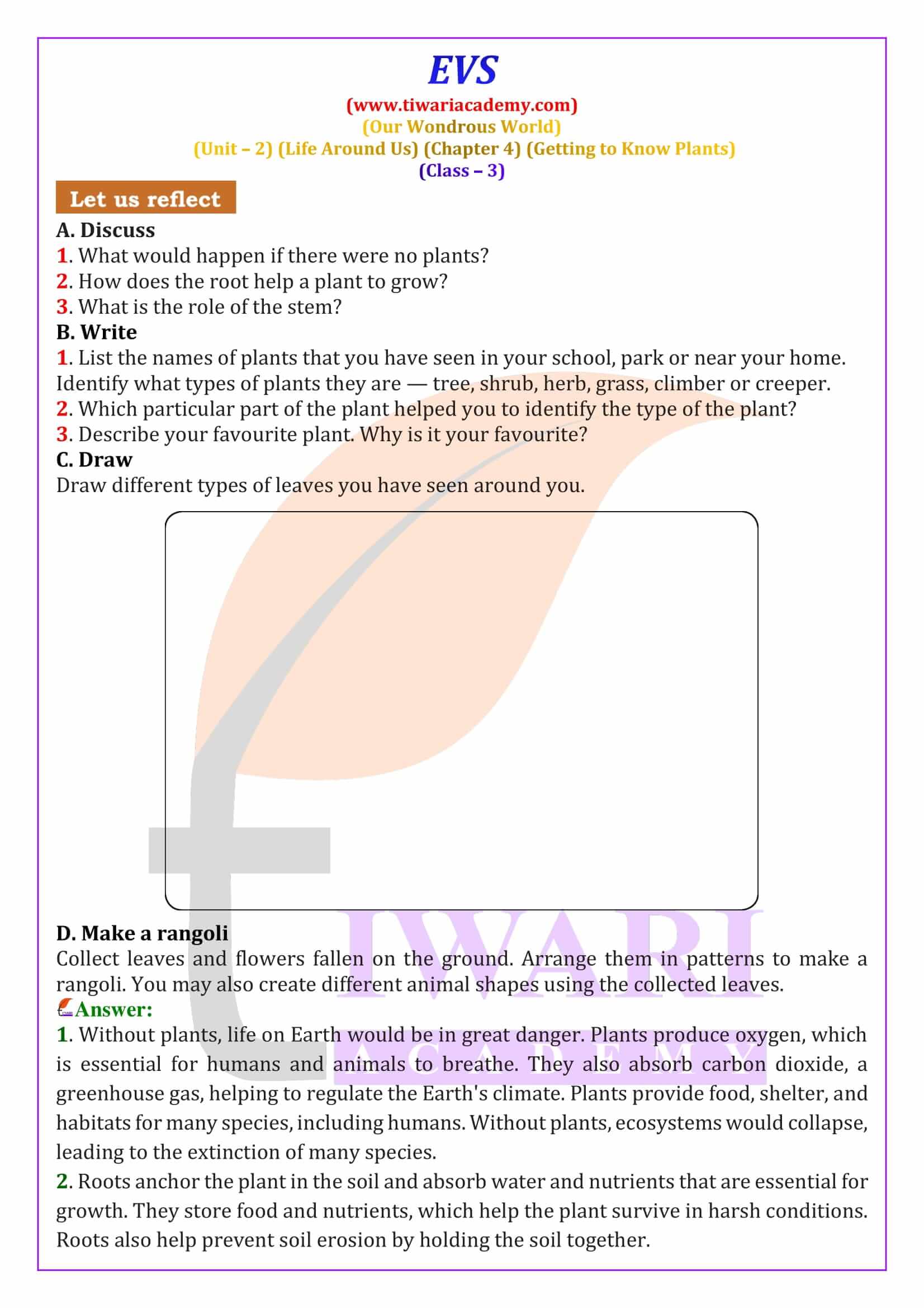 Class 3 EVS Chapter 4 Exercises