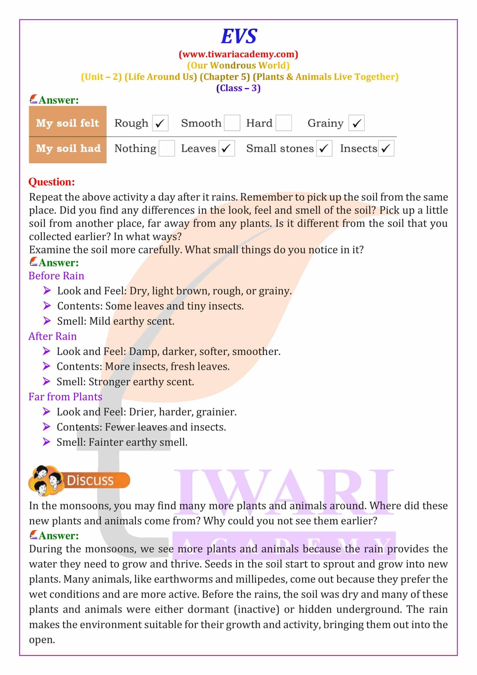 NCERT Solutions for Class 3 EVS Chapter 5 in English Medium