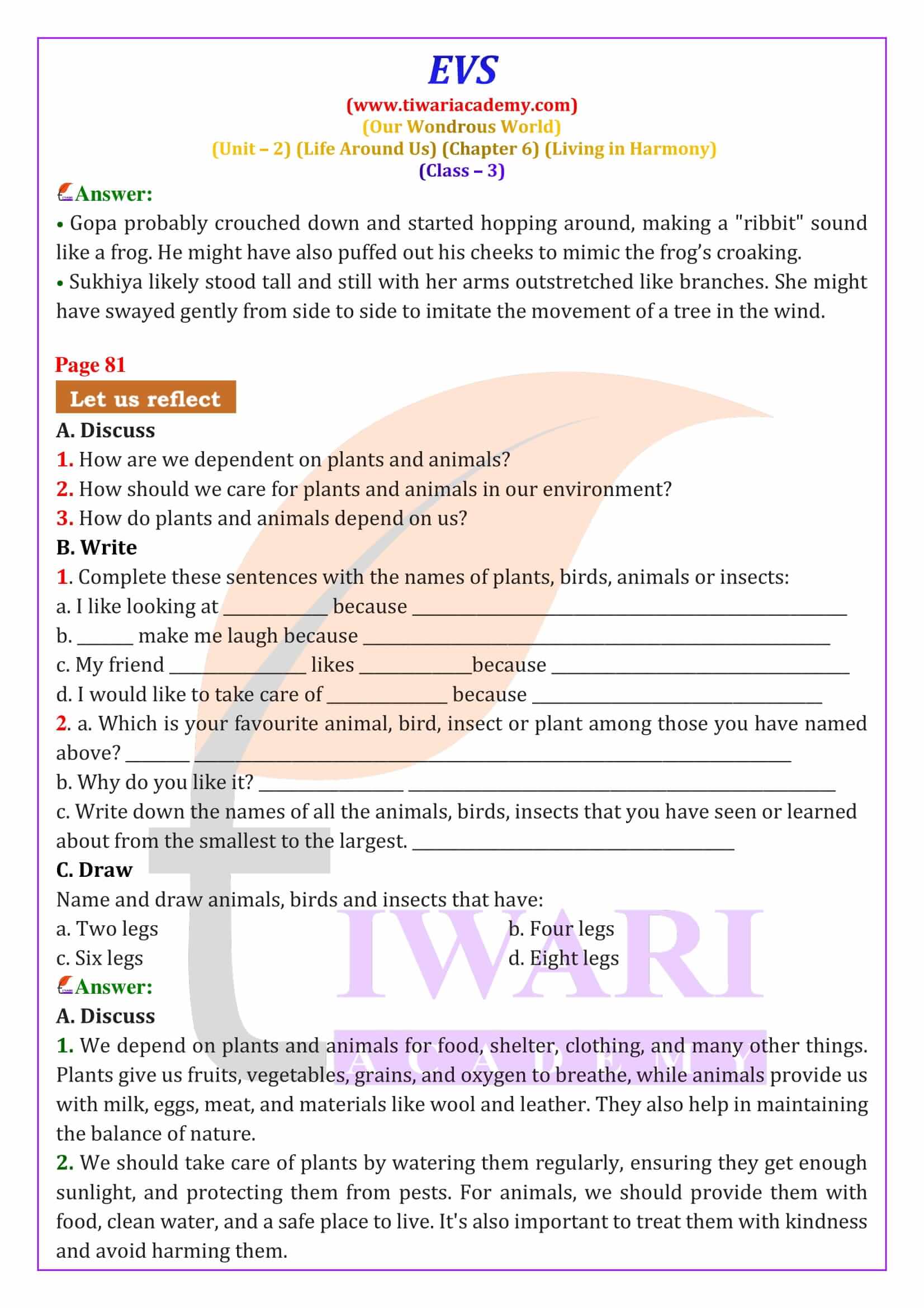 Class 3 EVS Chapter 6 NCERT Answers