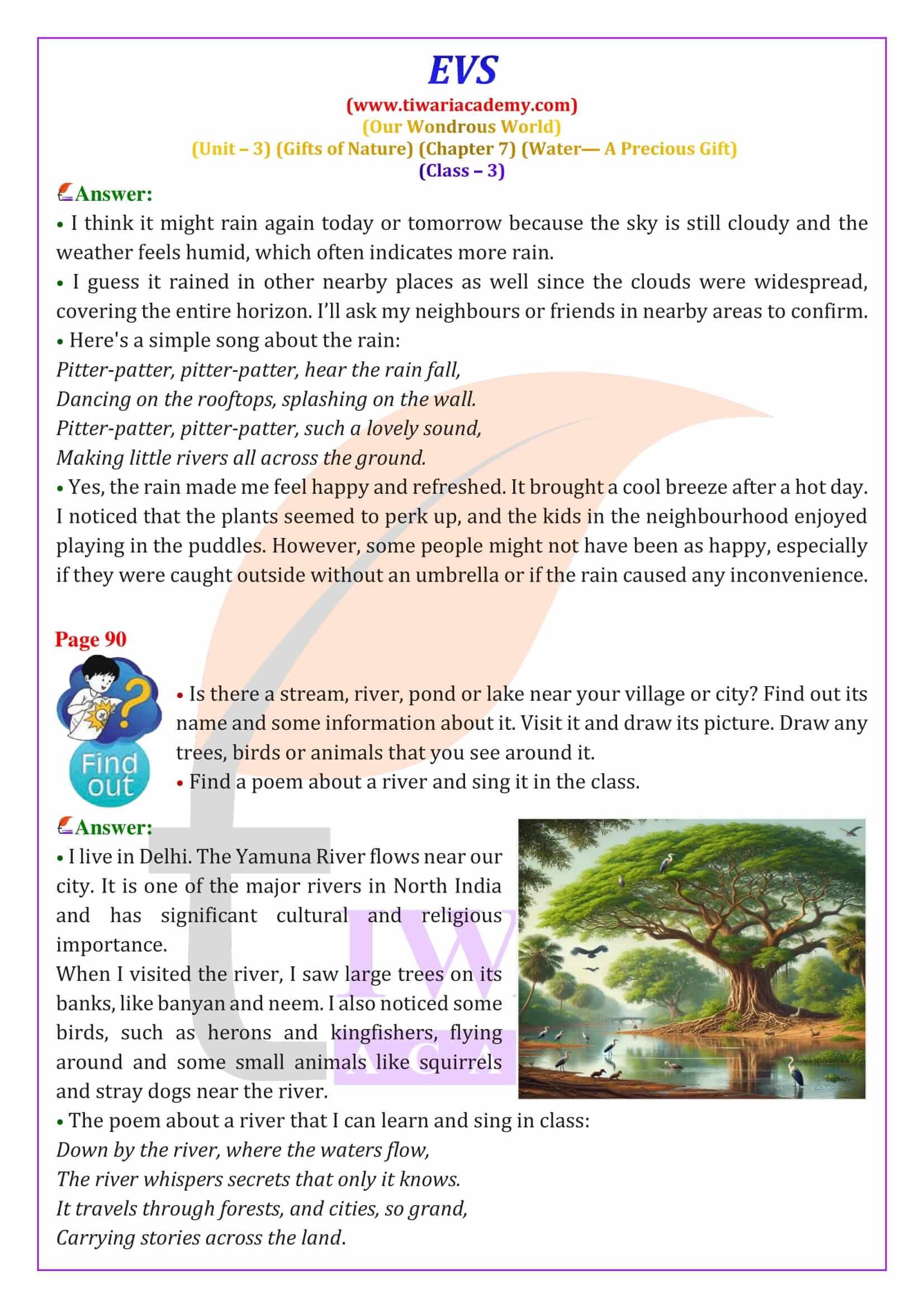 NCERT Solutions for Class 3 EVS Chapter 7 in English Medium