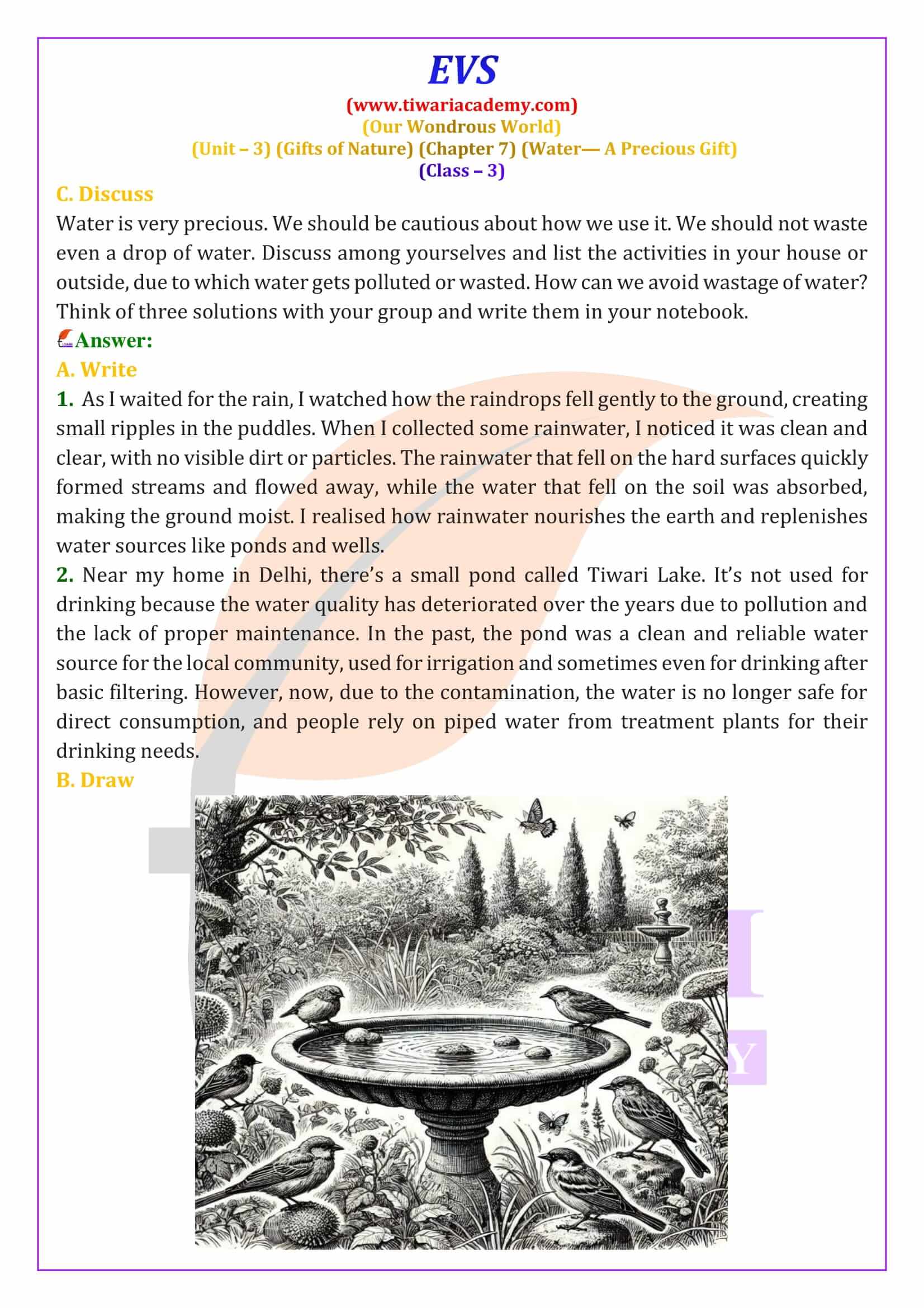 Class 3 EVS Chapter 7 all Answers Guide