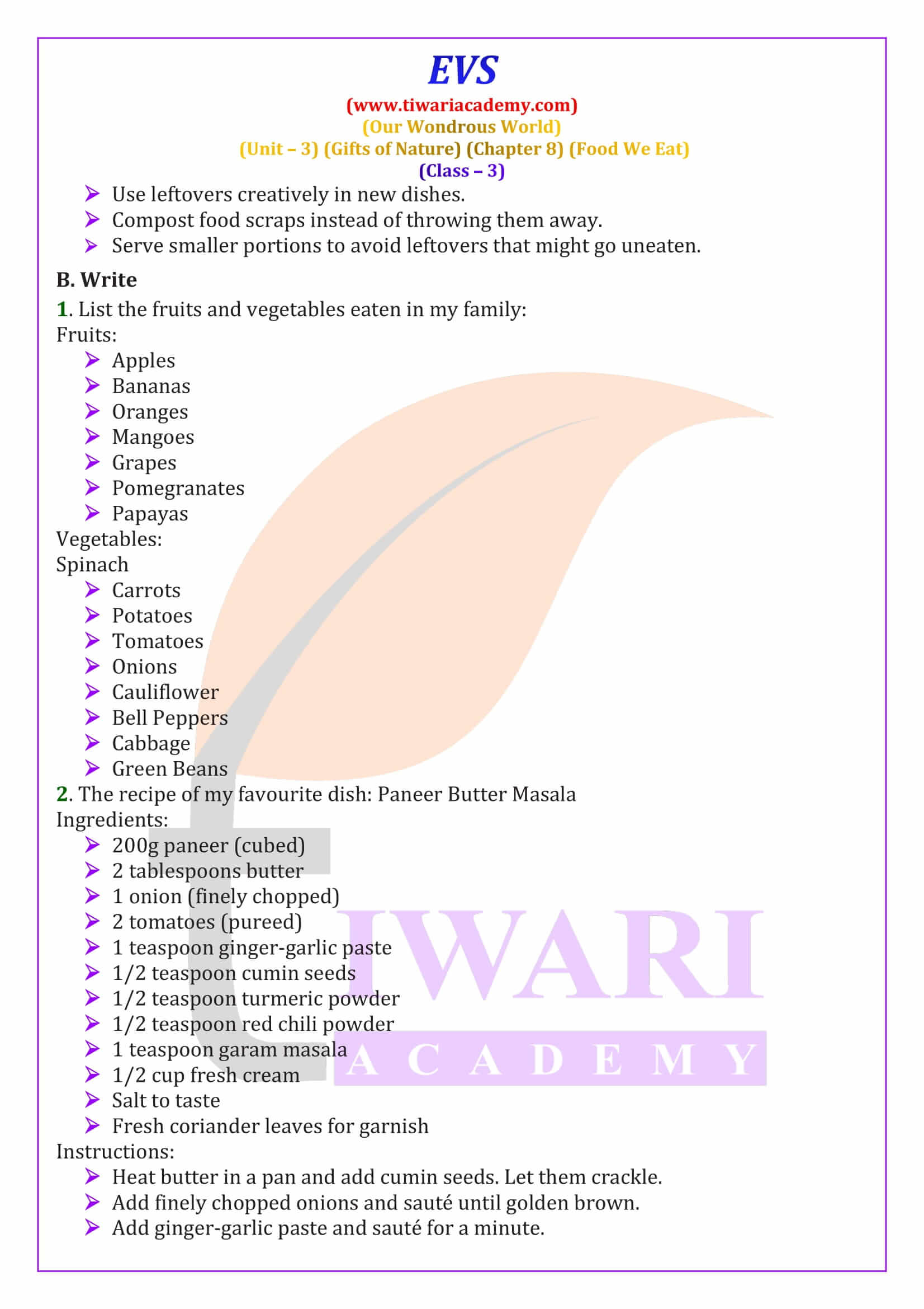 Class 3 EVS Chapter 8 NCERT all Answers