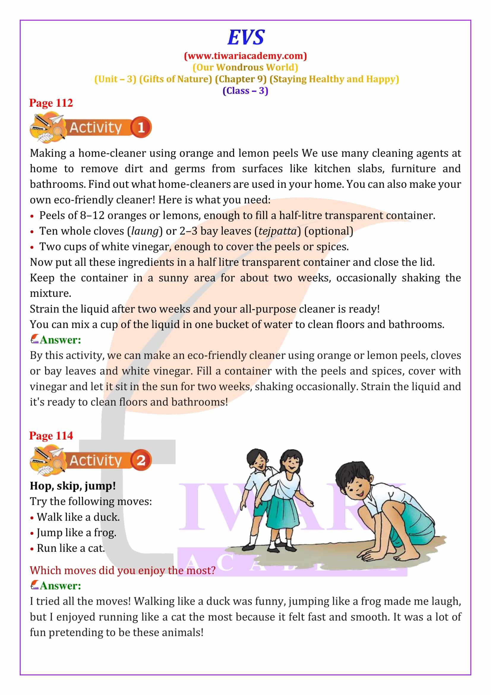 NCERT Solutions for Class 3 EVS Chapter 9 in English Medium