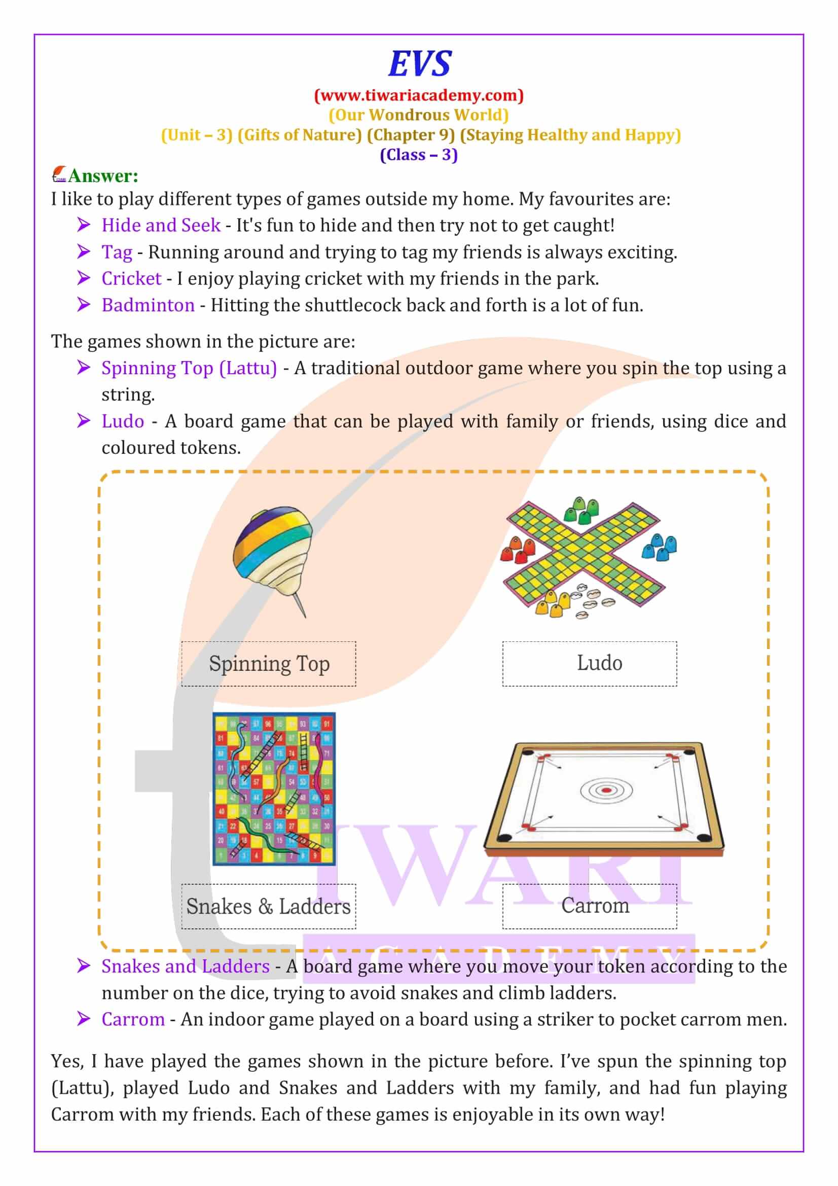 Class 3 EVS Chapter 9 NCERT Solutions