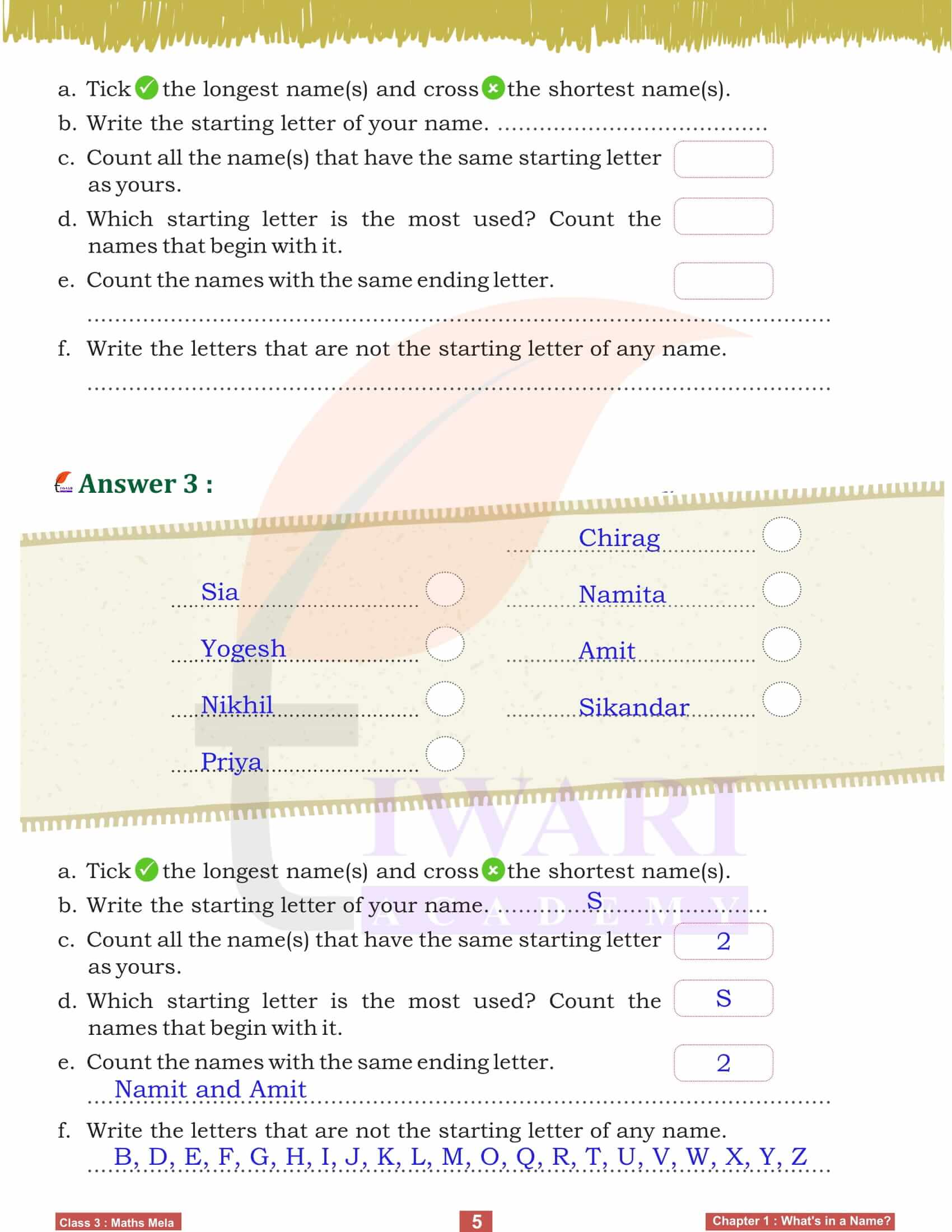 Class 3 Maths Mela Chapter 1 All answers