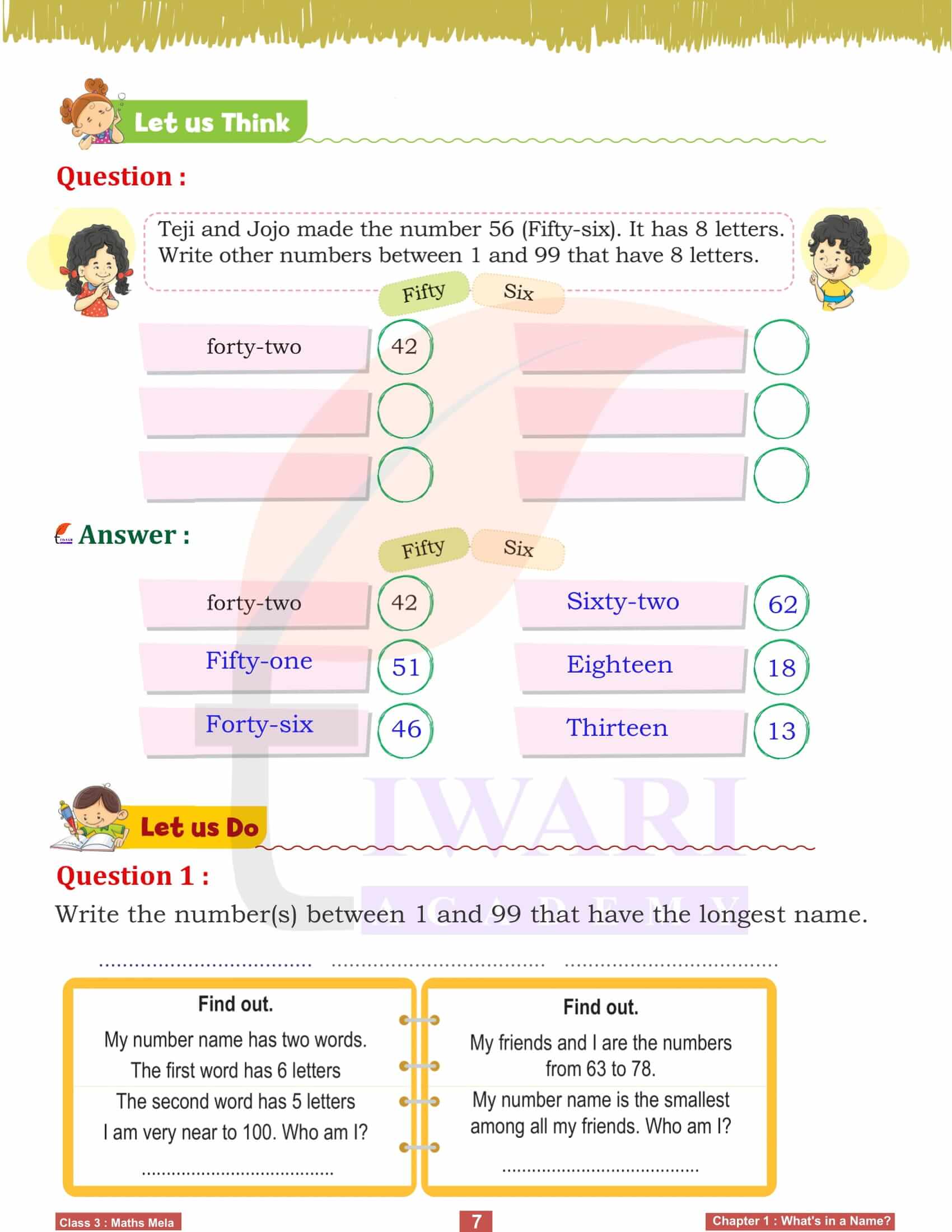 Class 3 Maths Mela Chapter 1 in English Medium