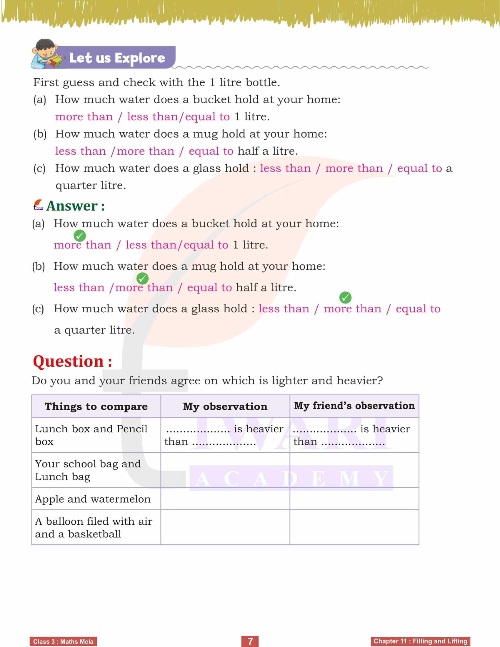 Class 3 Maths Mela Chapter 11 Answers guide