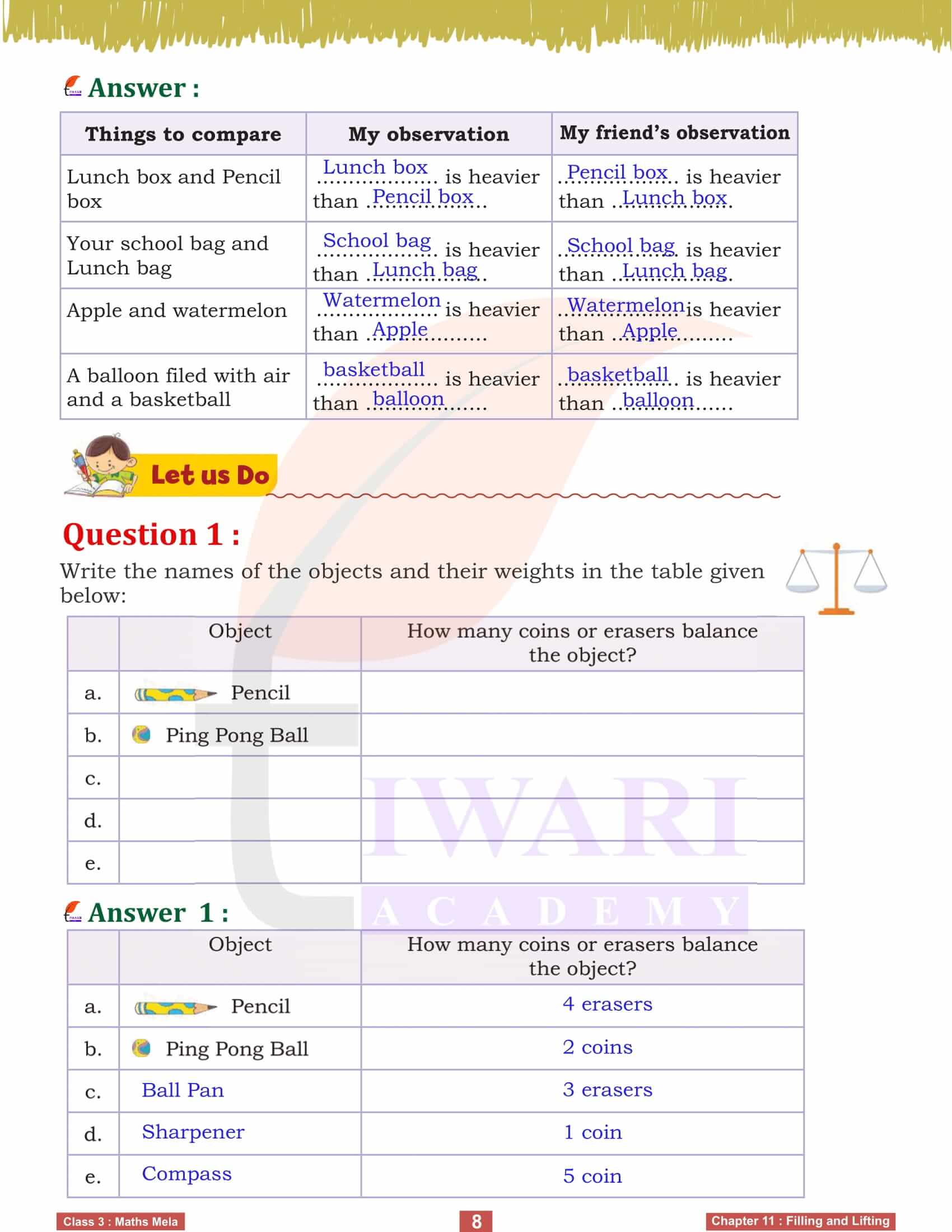 Class 3 Maths Mela Chapter 11 guide in English