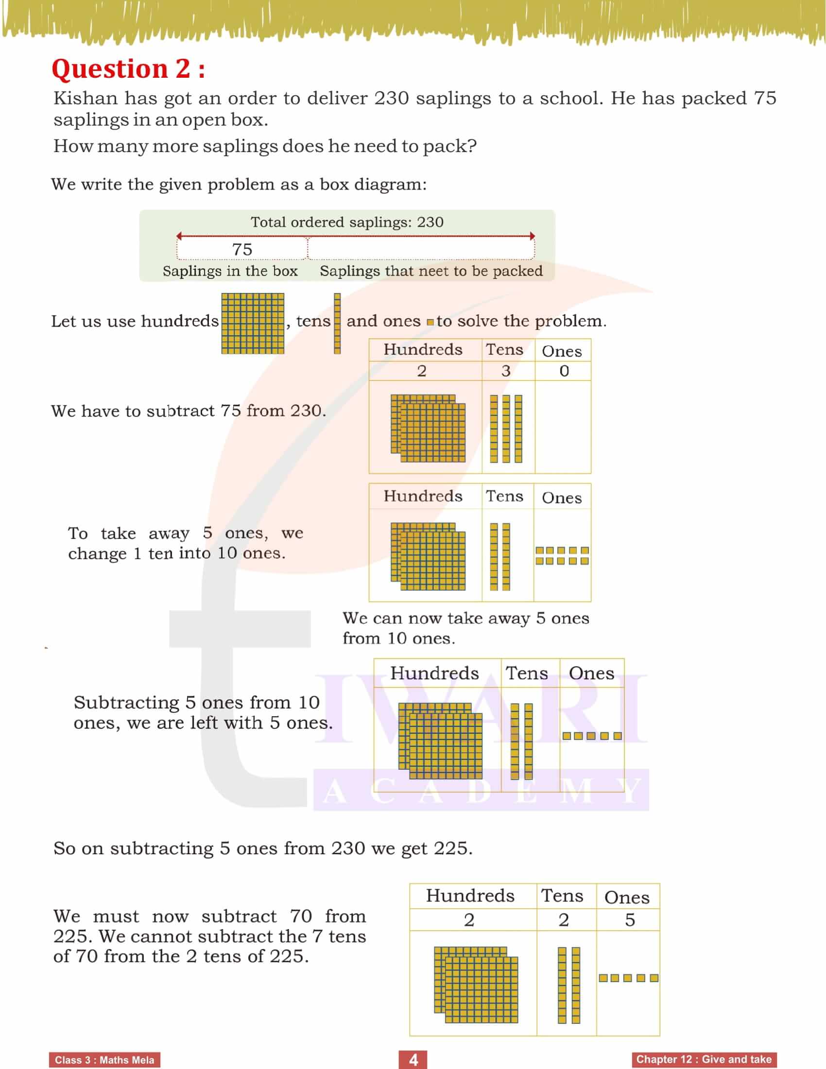 NCERT Solutions for Class 3 Maths Mela Chapter 12 Exercises