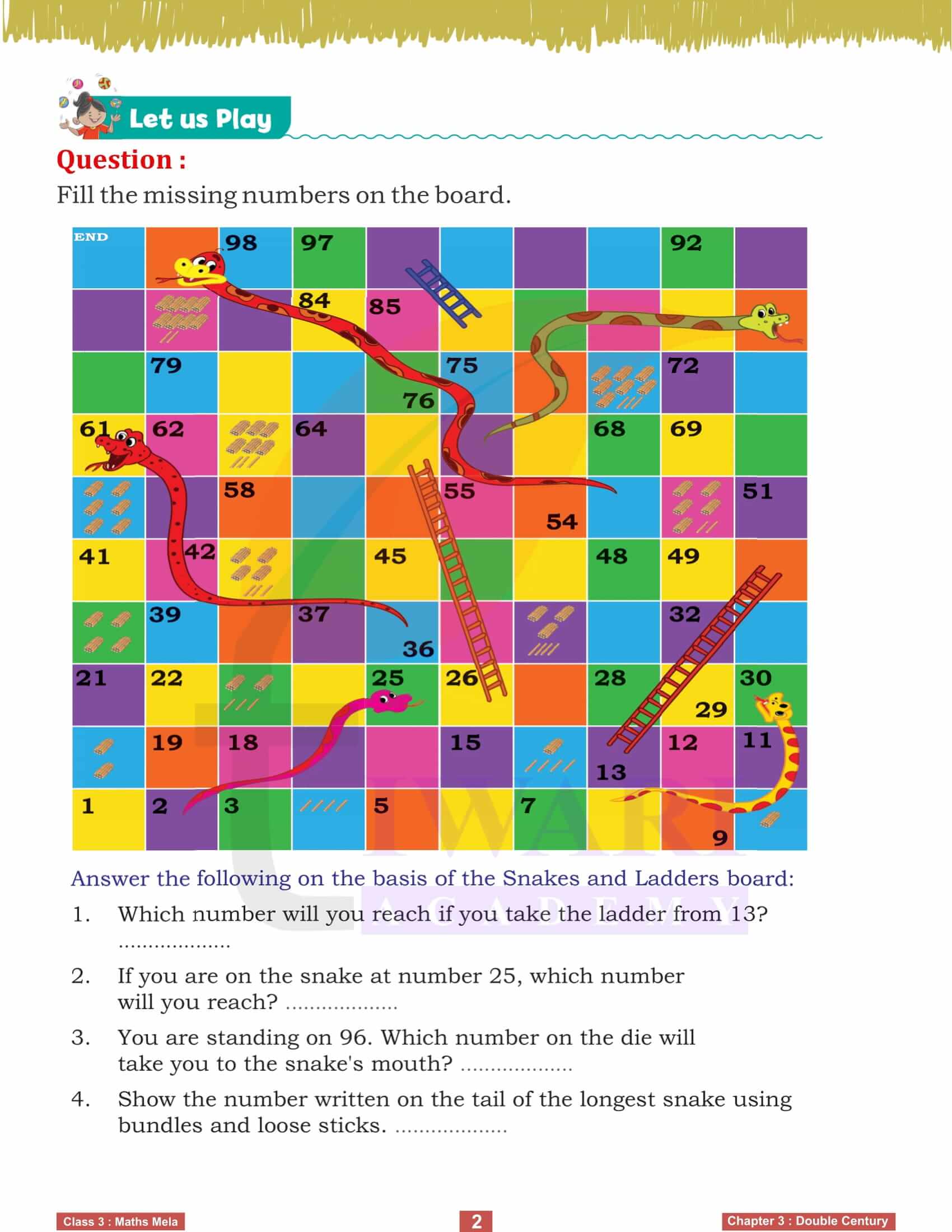 Class 3 Maths Mela Chapter 3 Snake Ladder