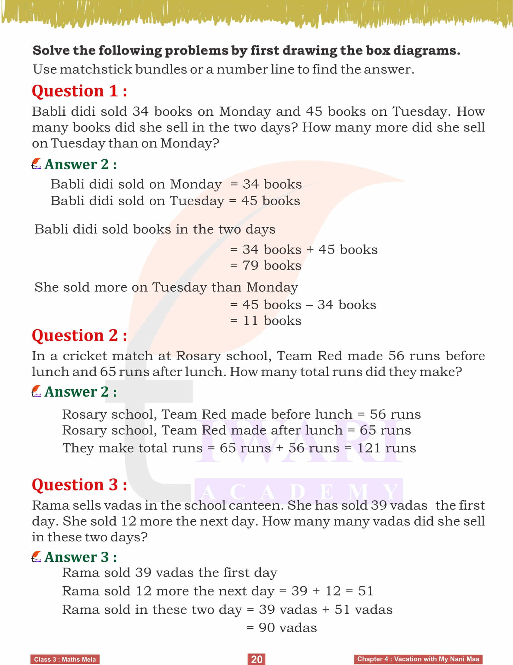 Class 3 Maths Chapter 4 Maths Mela Answers