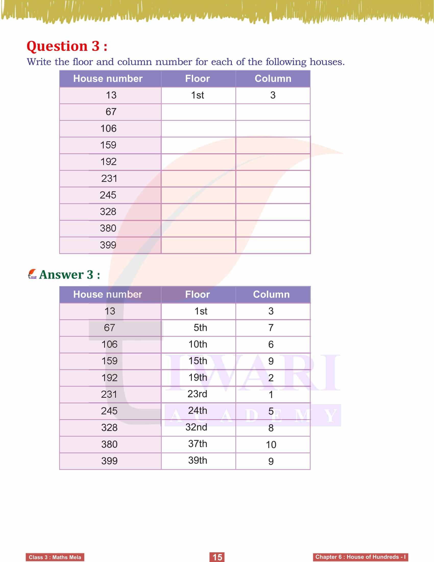 Class 3 Maths Mela Chapter 6 Activities