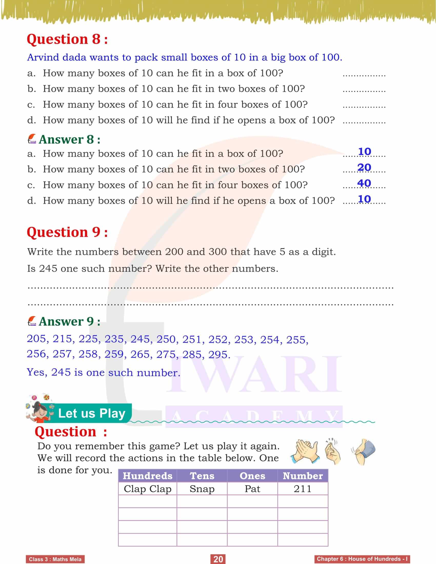 Class 3 Maths Mela Chapter 6 Answers