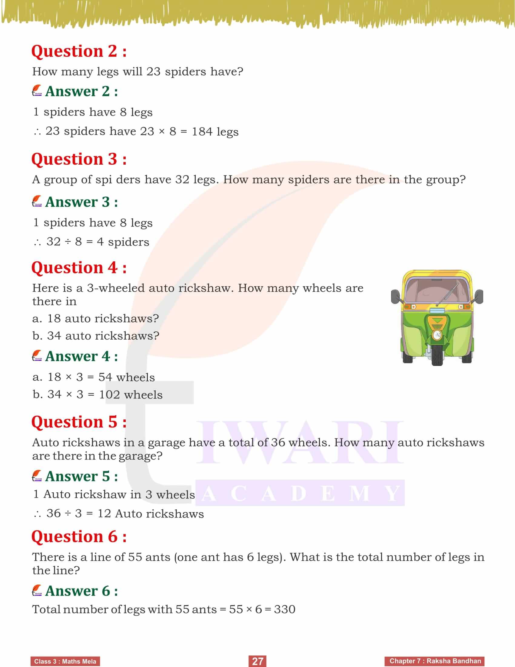 Class 3 Maths Mela Chapter 7 Exercise Answers