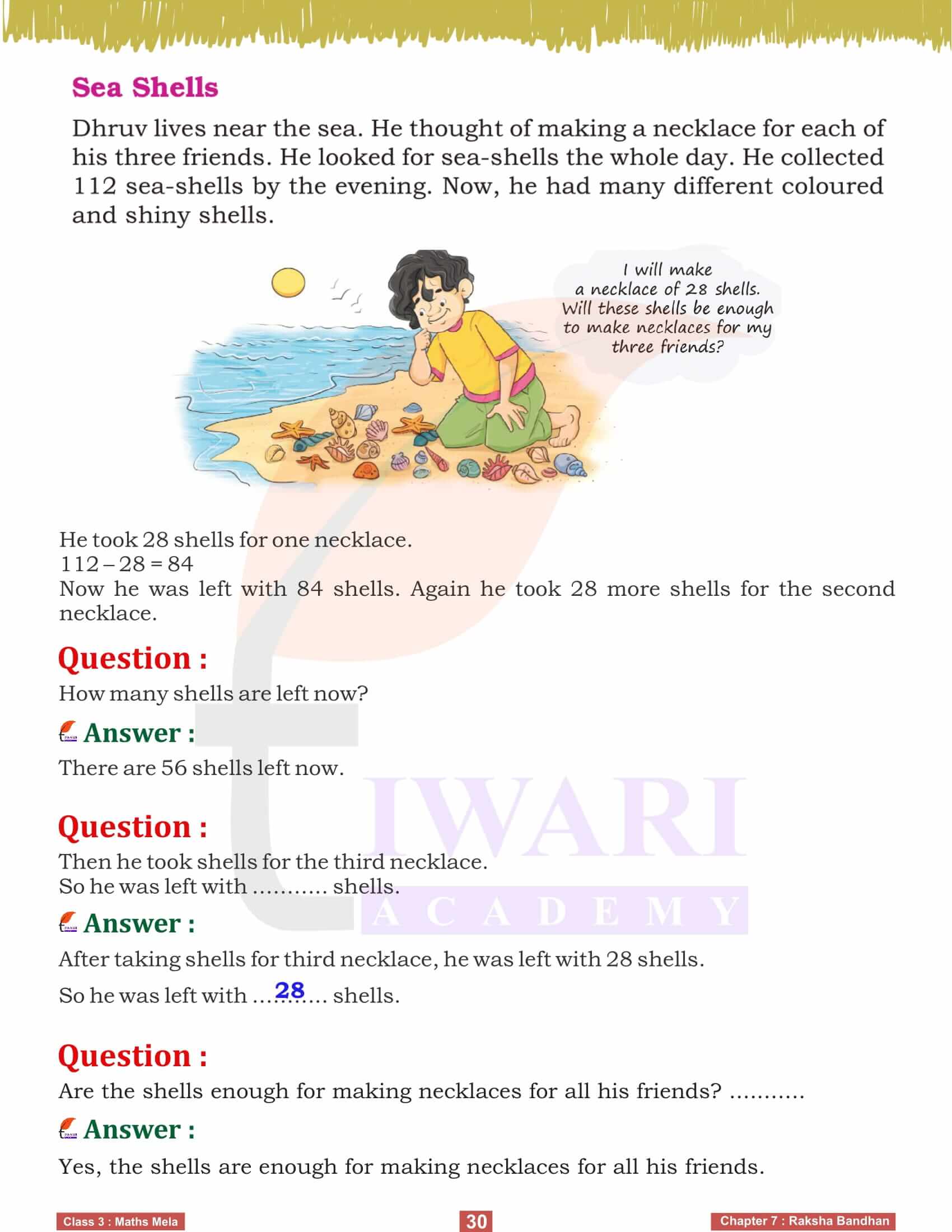 Class 3 Maths Mela Chapter 7 Raksha Bandhan exercises