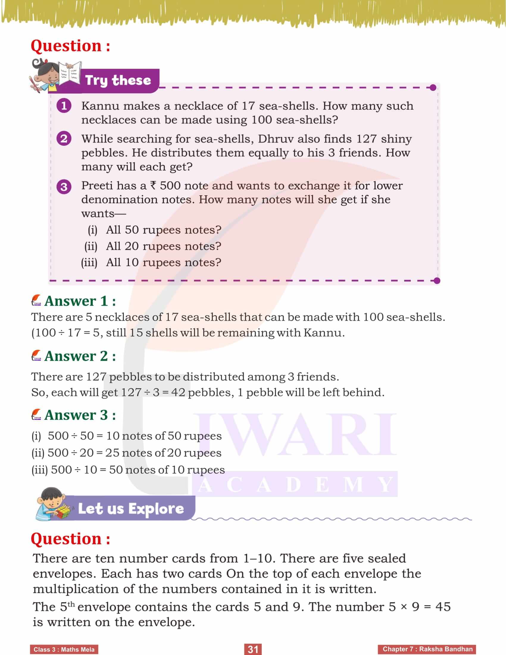 Class 3 Maths Mela Chapter 7 Raksha Bandhan guide in English