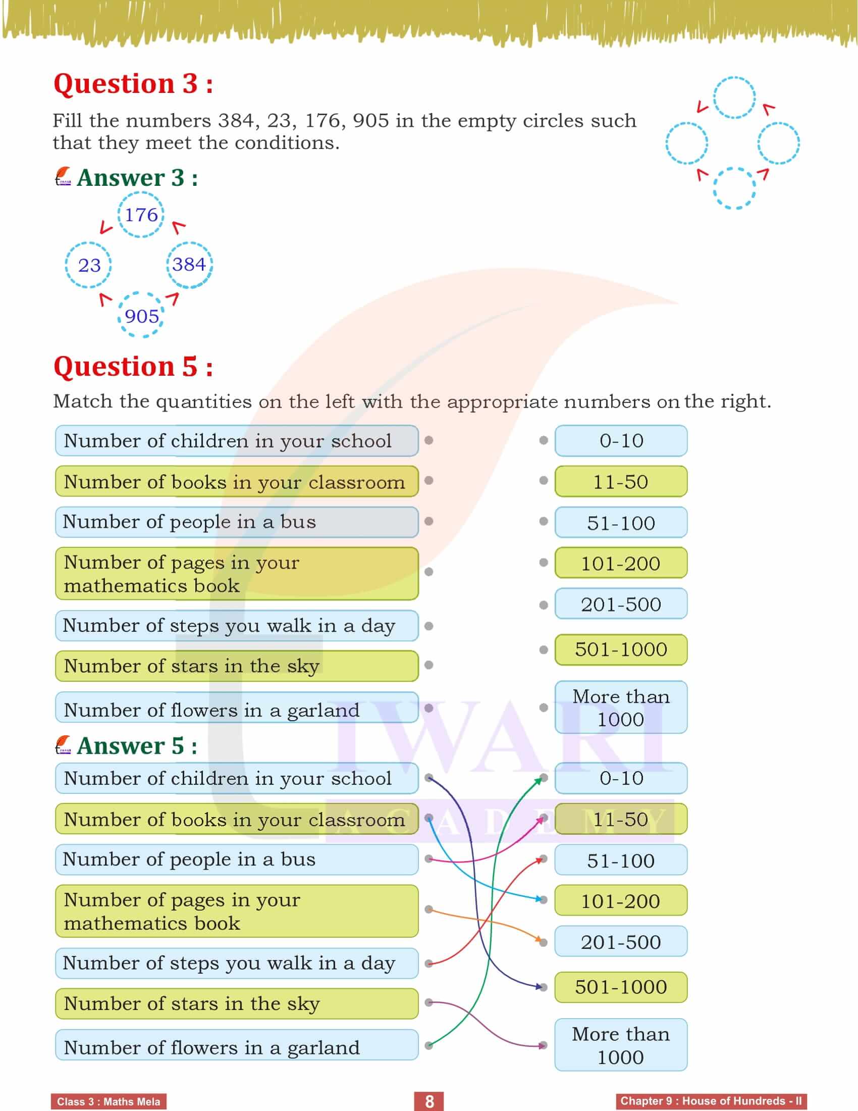 NCERT Solutions for Class 3 Maths Mela Chapter 9 all answers