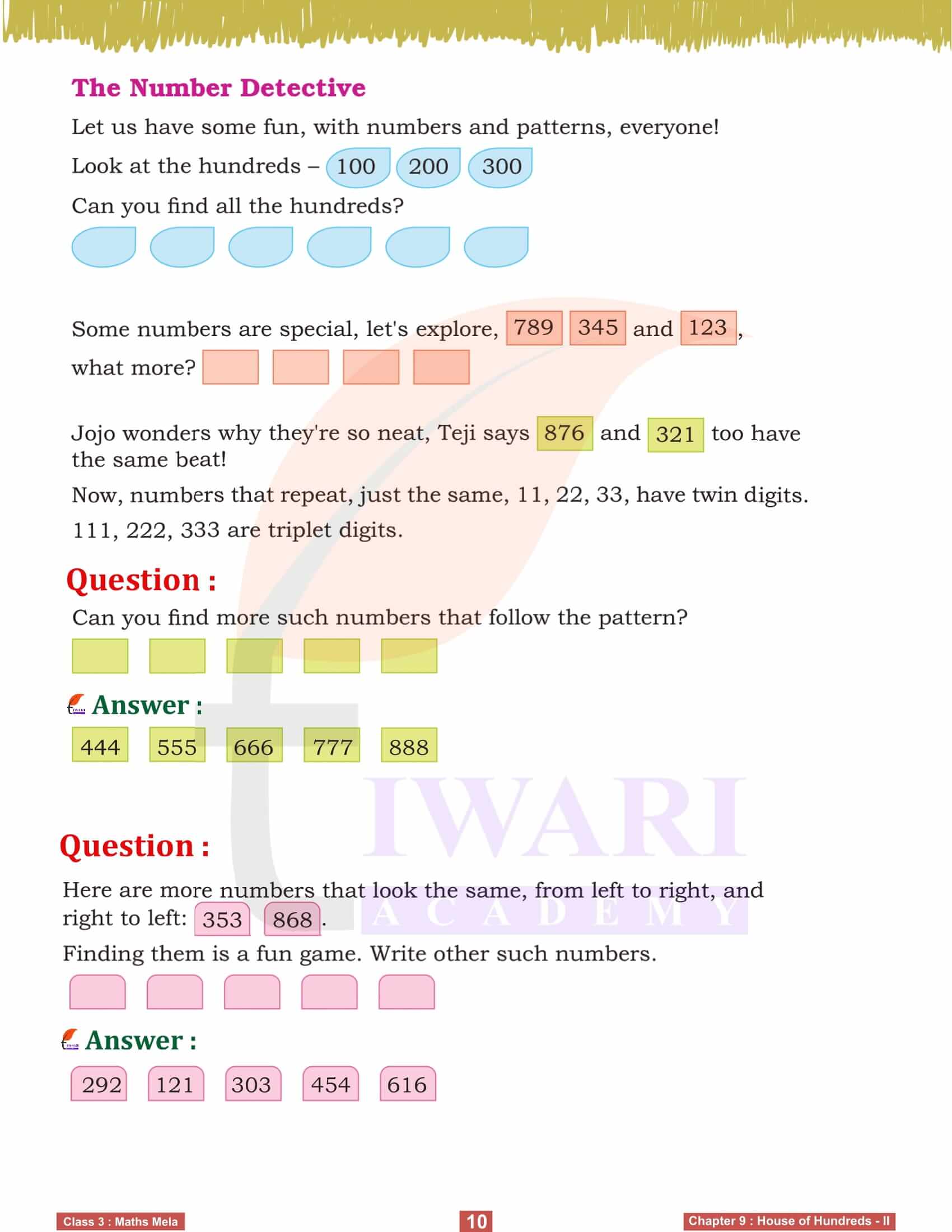 NCERT Solutions for Class 3 Maths Mela Chapter 9 Exercises