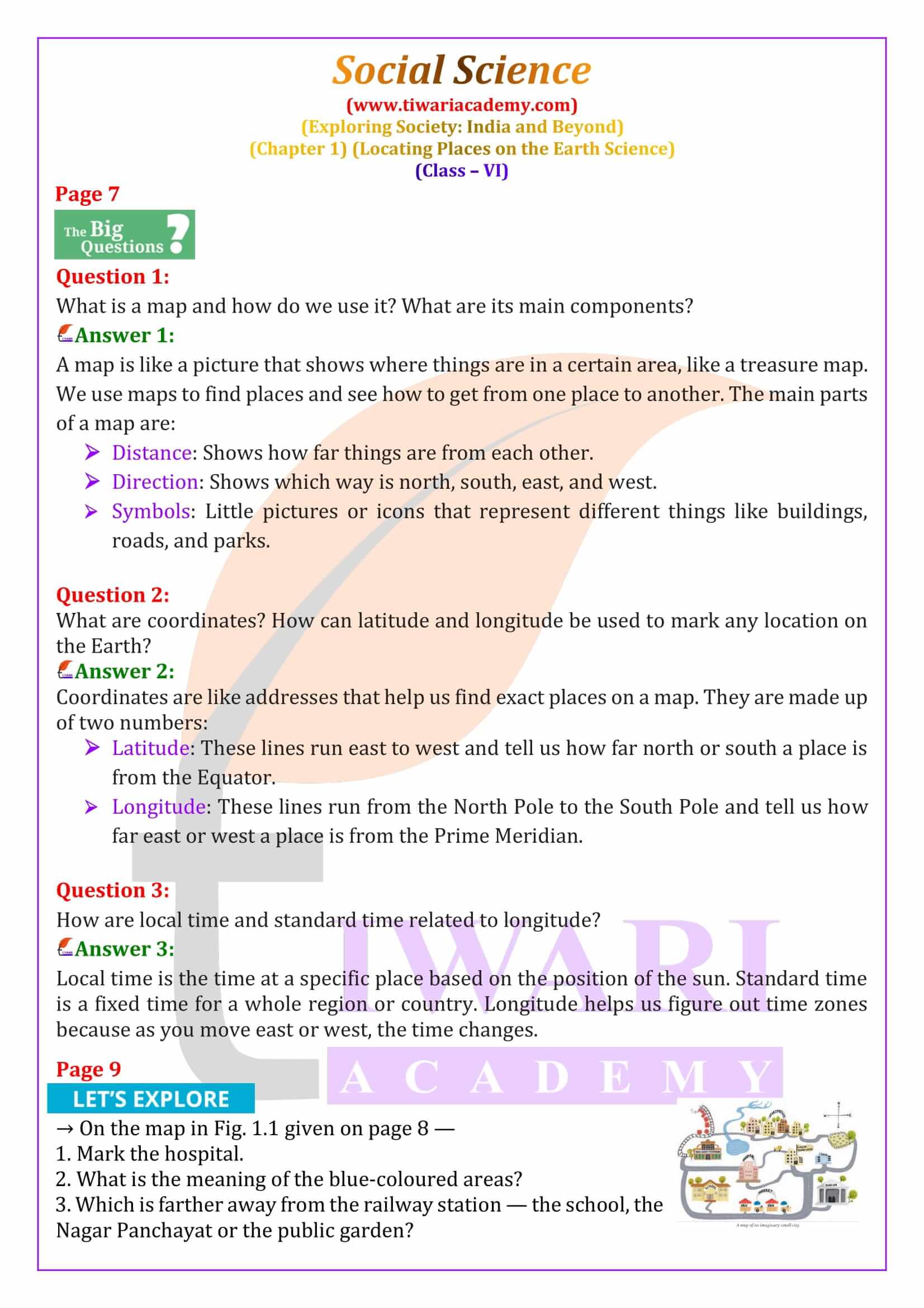 NCERT Solutions for Class 6 Social Science Chapter 1 in English Medium