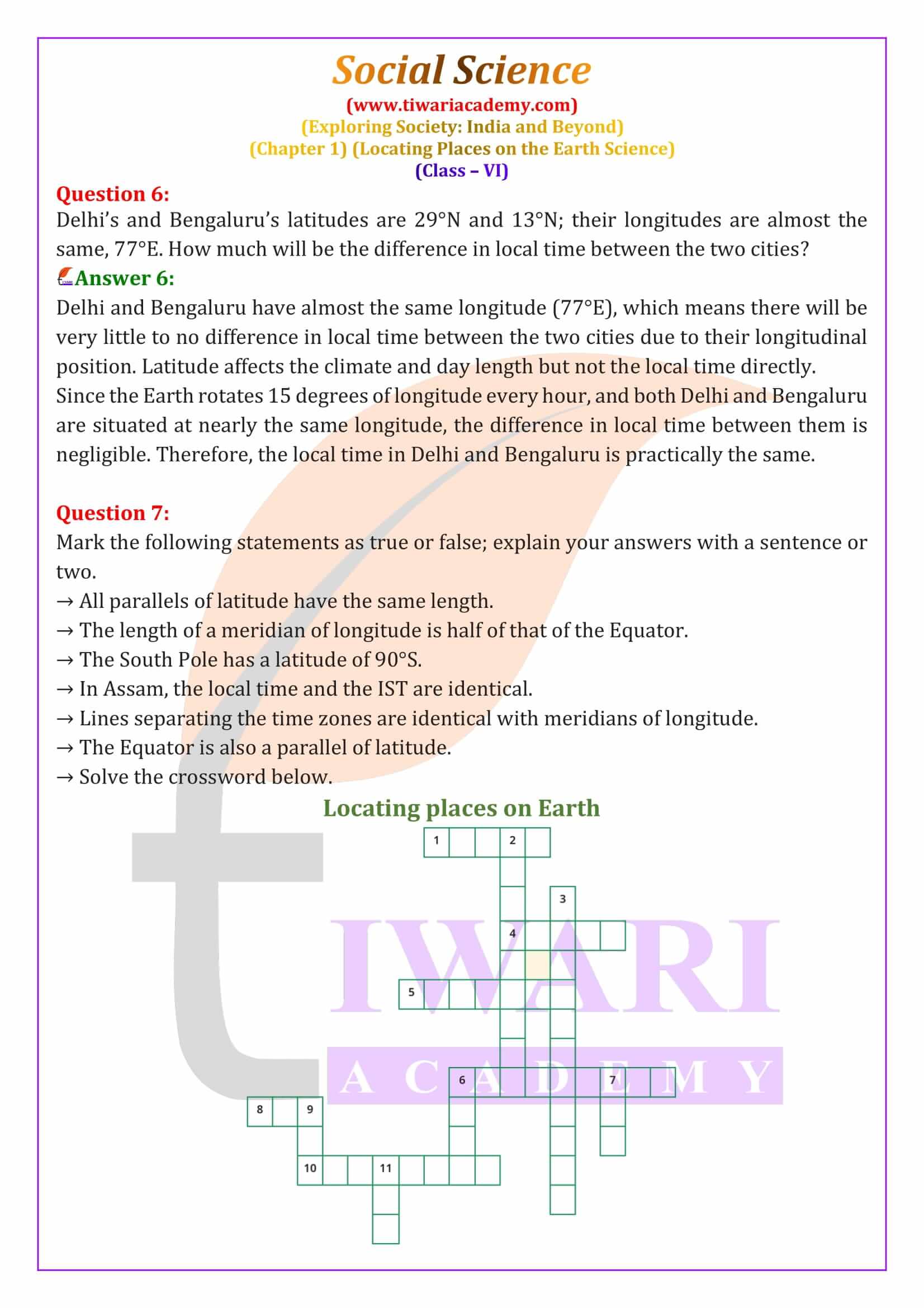 Class 6 Social Science Chapter 1 NCERT Answers