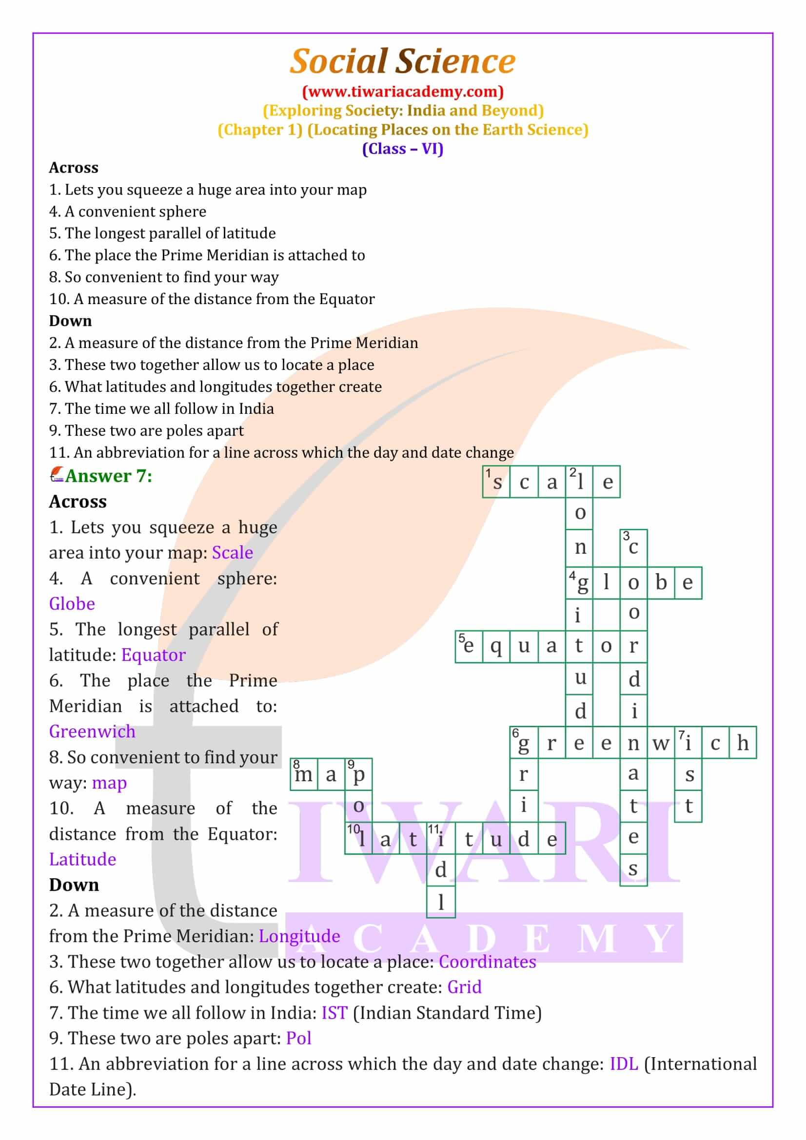 Class 6 Social Science Chapter 1 Answers guide