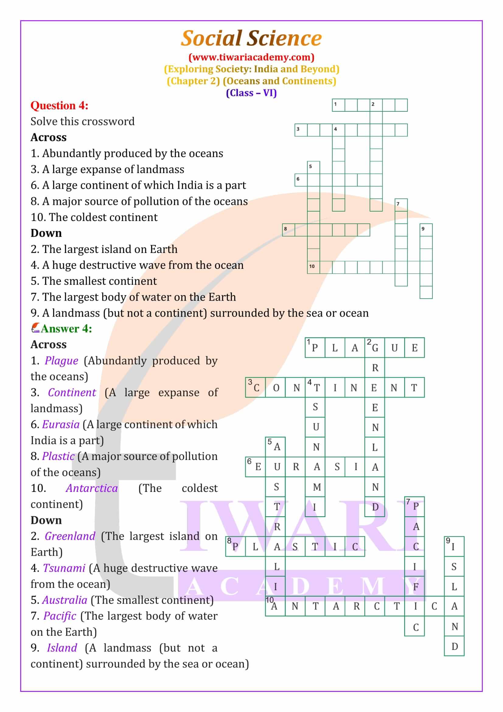 Class 6 Social Science Chapter 2 Puzzle