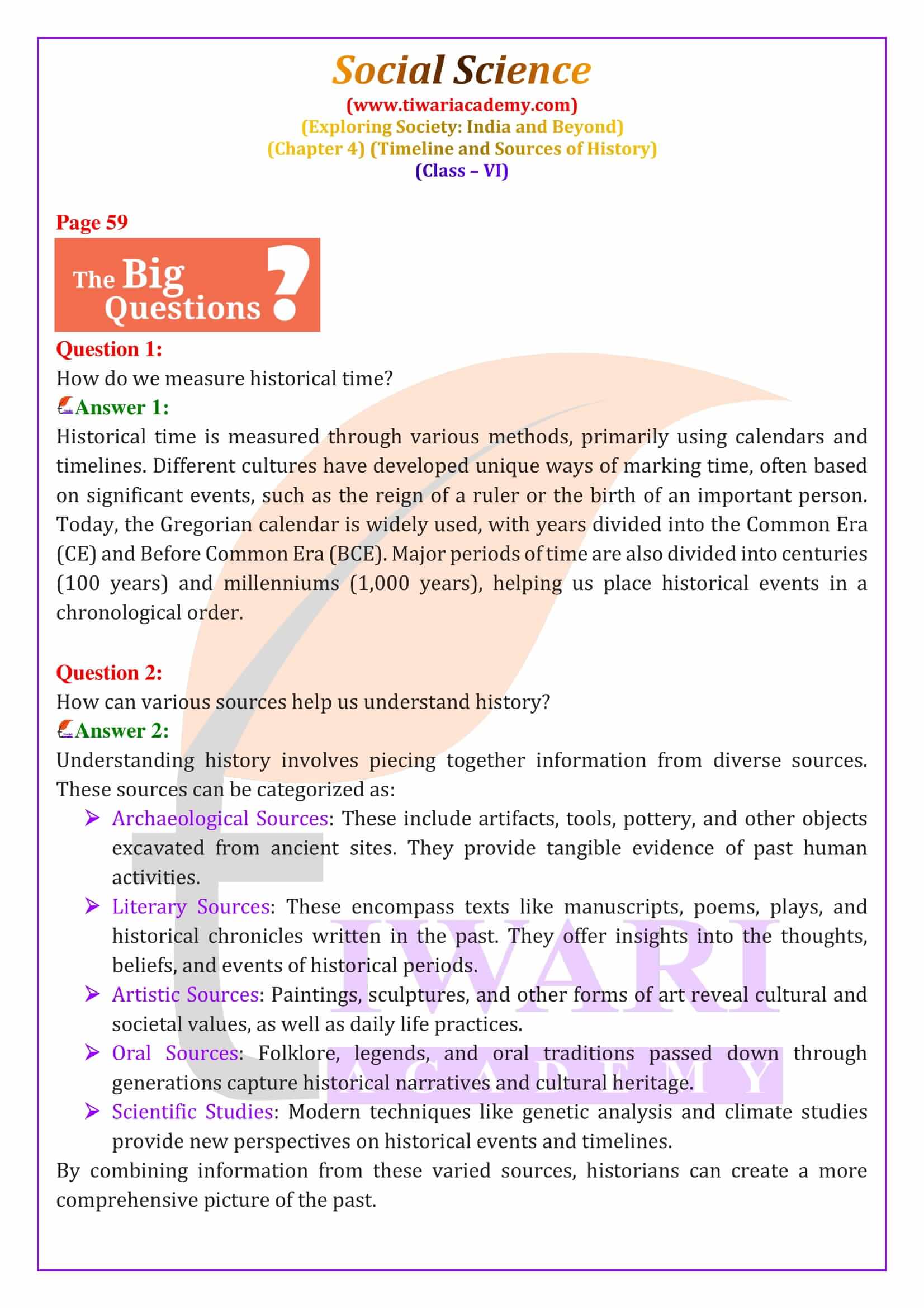 NCERT Solutions for Class 6 Social Science Chapter 4