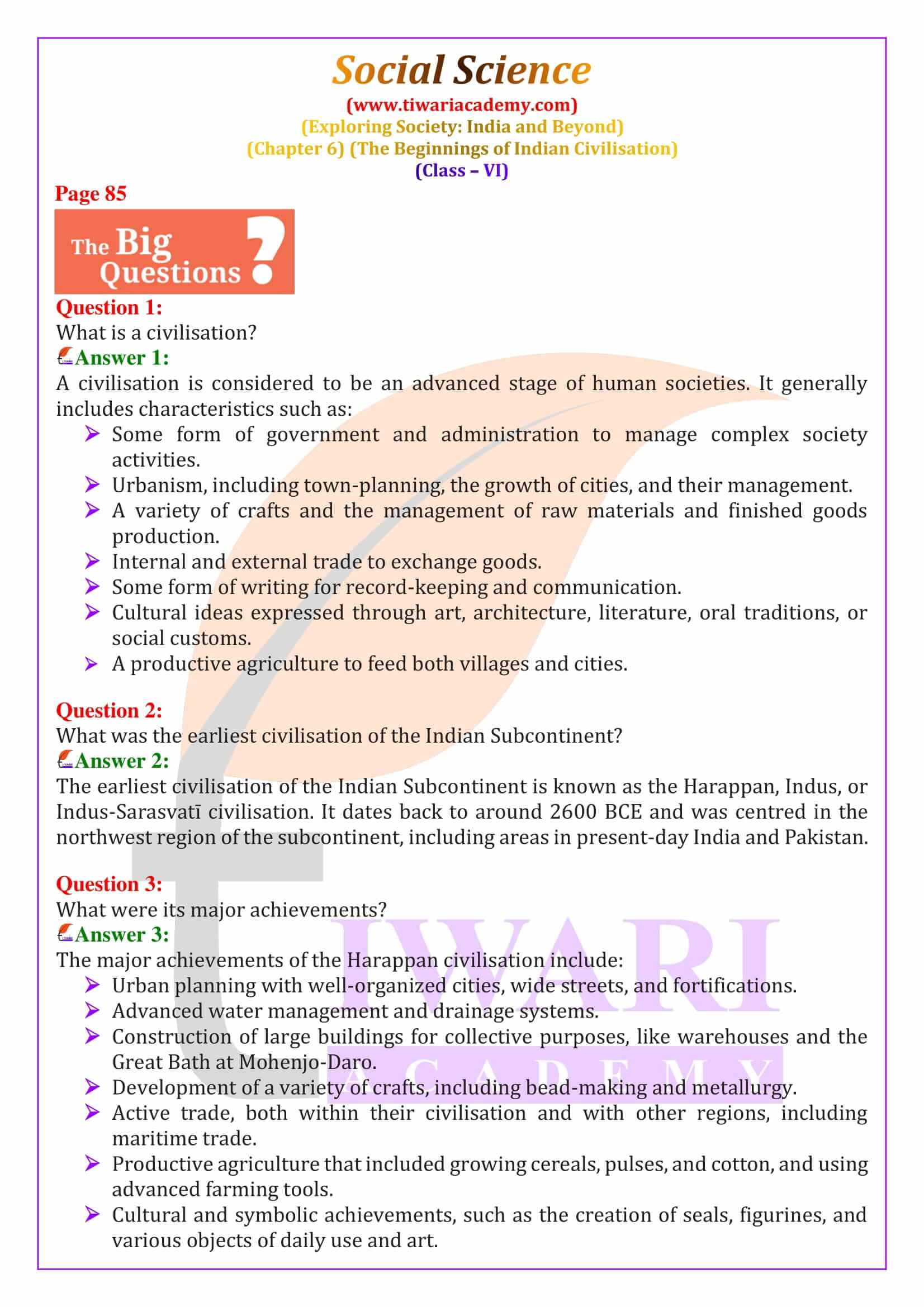 NCERT Solutions for Class 6 Social Science Chapter 6